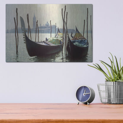 Luxe Metal Art 'Gondolas, Venice' by Zhen-Huan Lu, Metal Wall Art,16x12