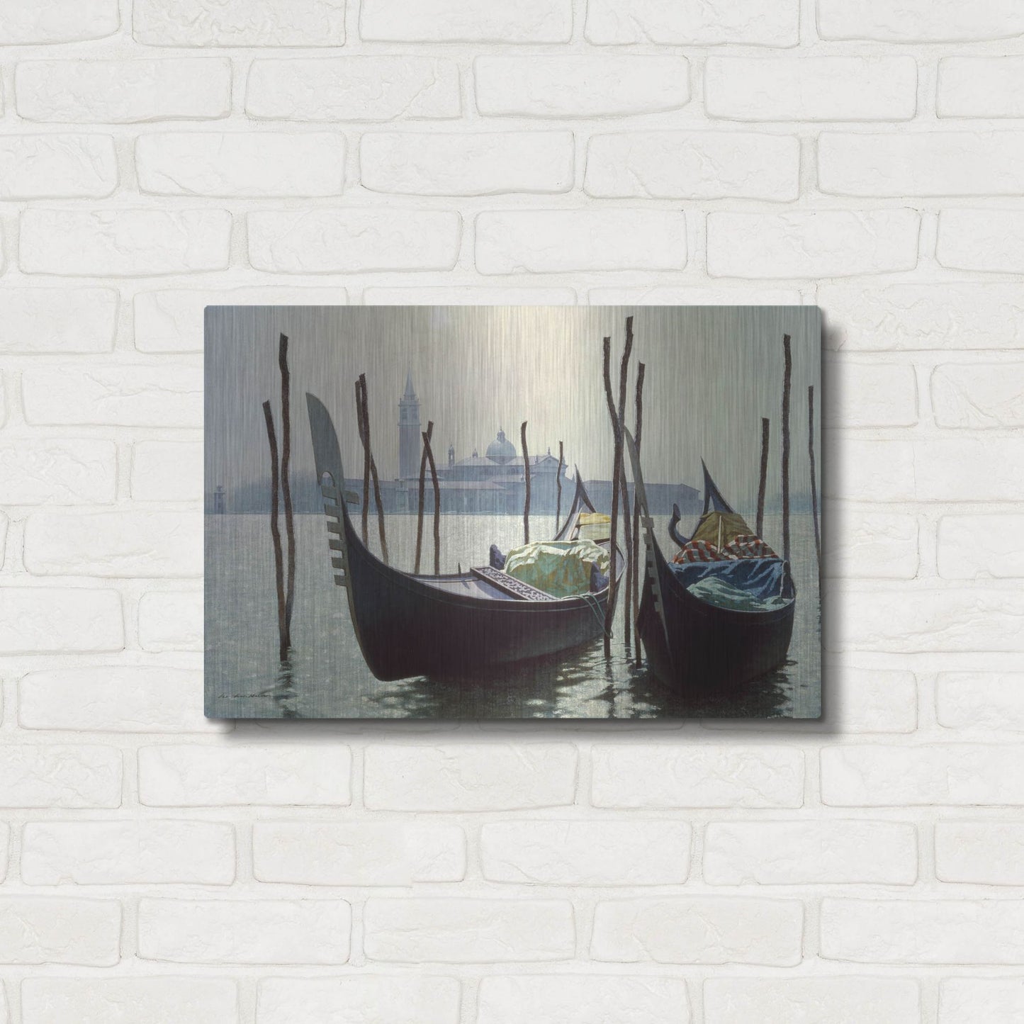 Luxe Metal Art 'Gondolas, Venice' by Zhen-Huan Lu, Metal Wall Art,24x16
