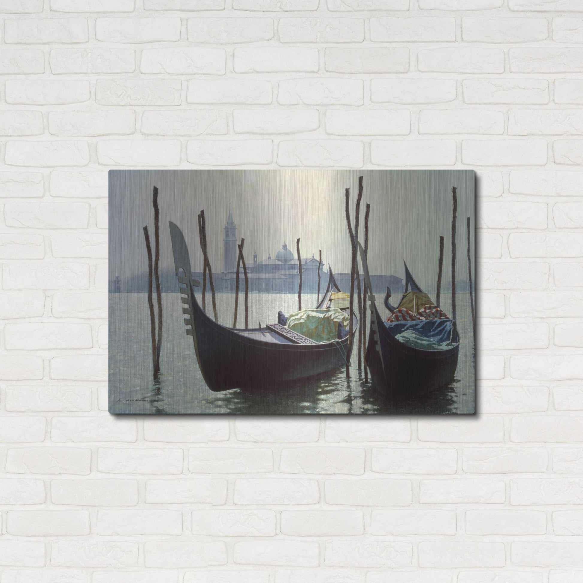 Luxe Metal Art 'Gondolas, Venice' by Zhen-Huan Lu, Metal Wall Art,36x24