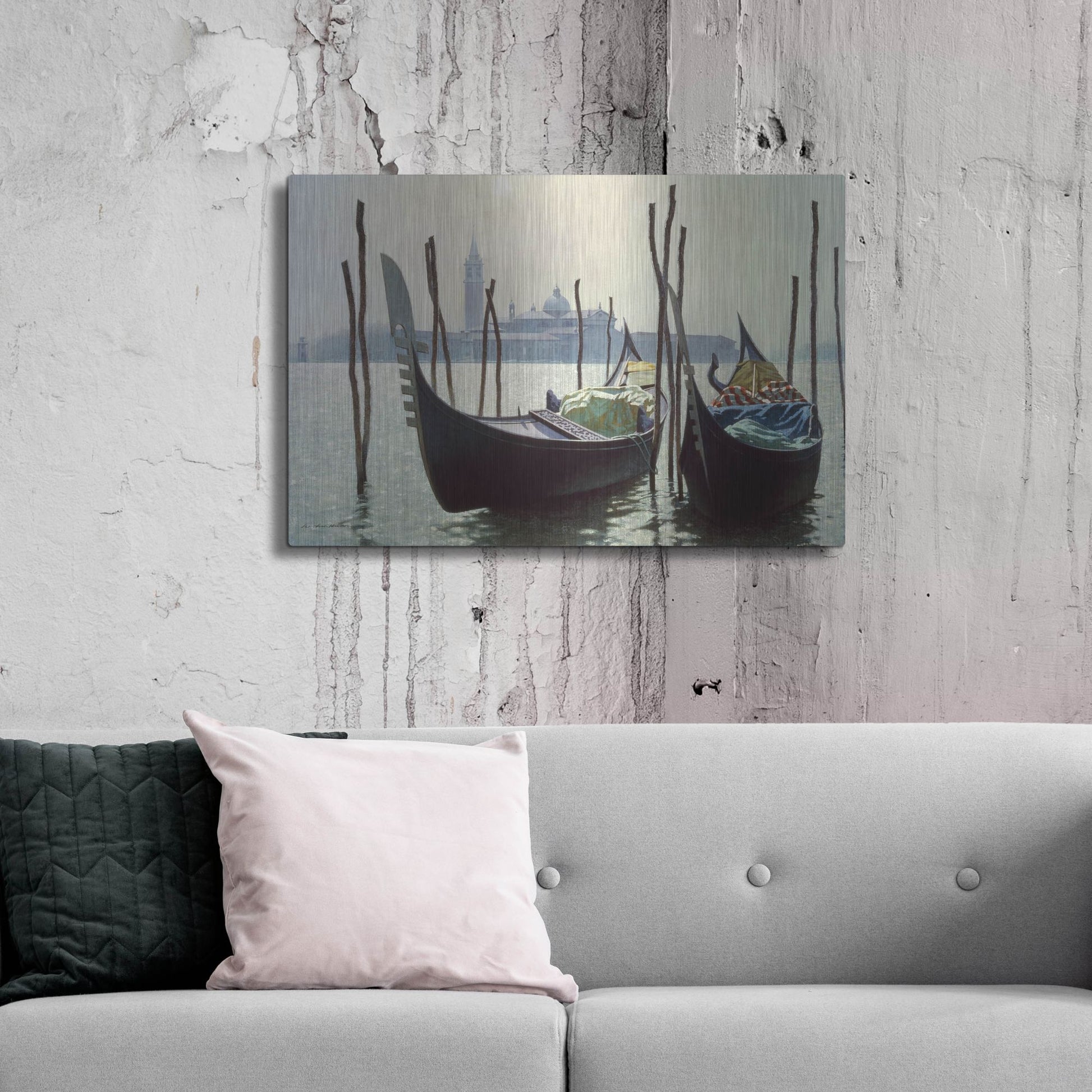 Luxe Metal Art 'Gondolas, Venice' by Zhen-Huan Lu, Metal Wall Art,36x24