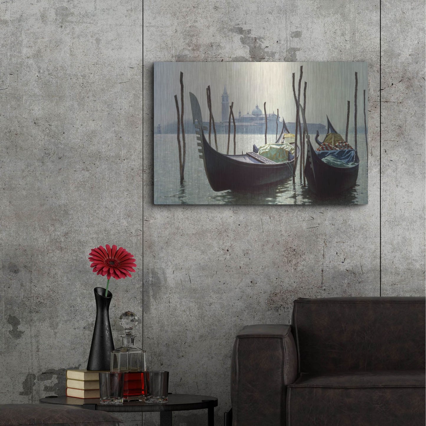 Luxe Metal Art 'Gondolas, Venice' by Zhen-Huan Lu, Metal Wall Art,36x24