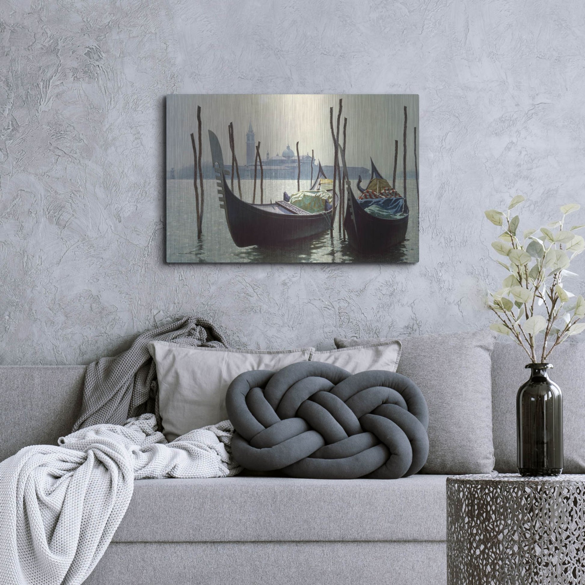 Luxe Metal Art 'Gondolas, Venice' by Zhen-Huan Lu, Metal Wall Art,36x24