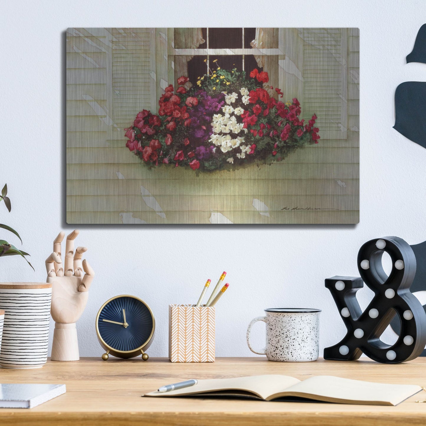 Luxe Metal Art 'Flowerbox' by Zhen-Huan Lu, Metal Wall Art,16x12