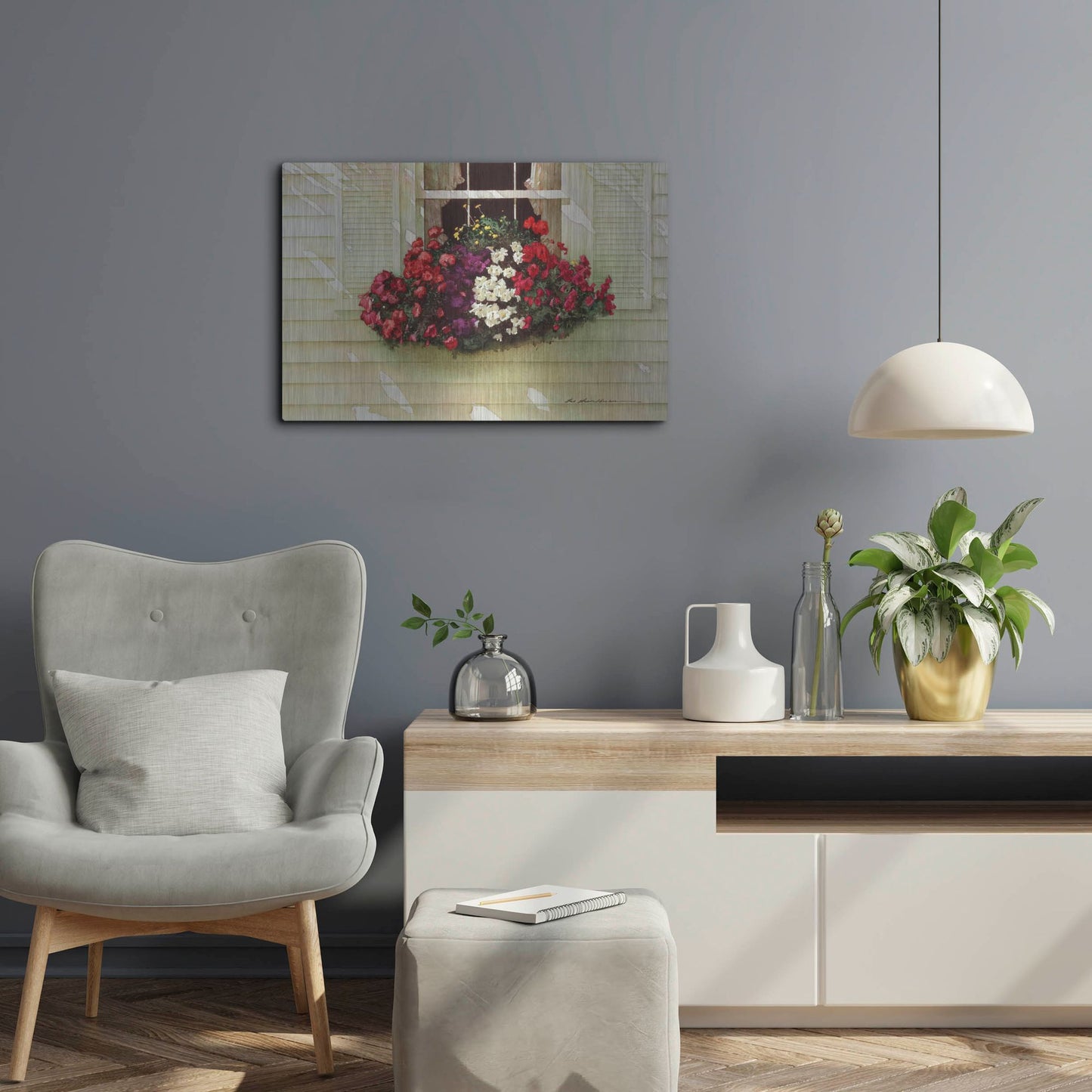 Luxe Metal Art 'Flowerbox' by Zhen-Huan Lu, Metal Wall Art,24x16