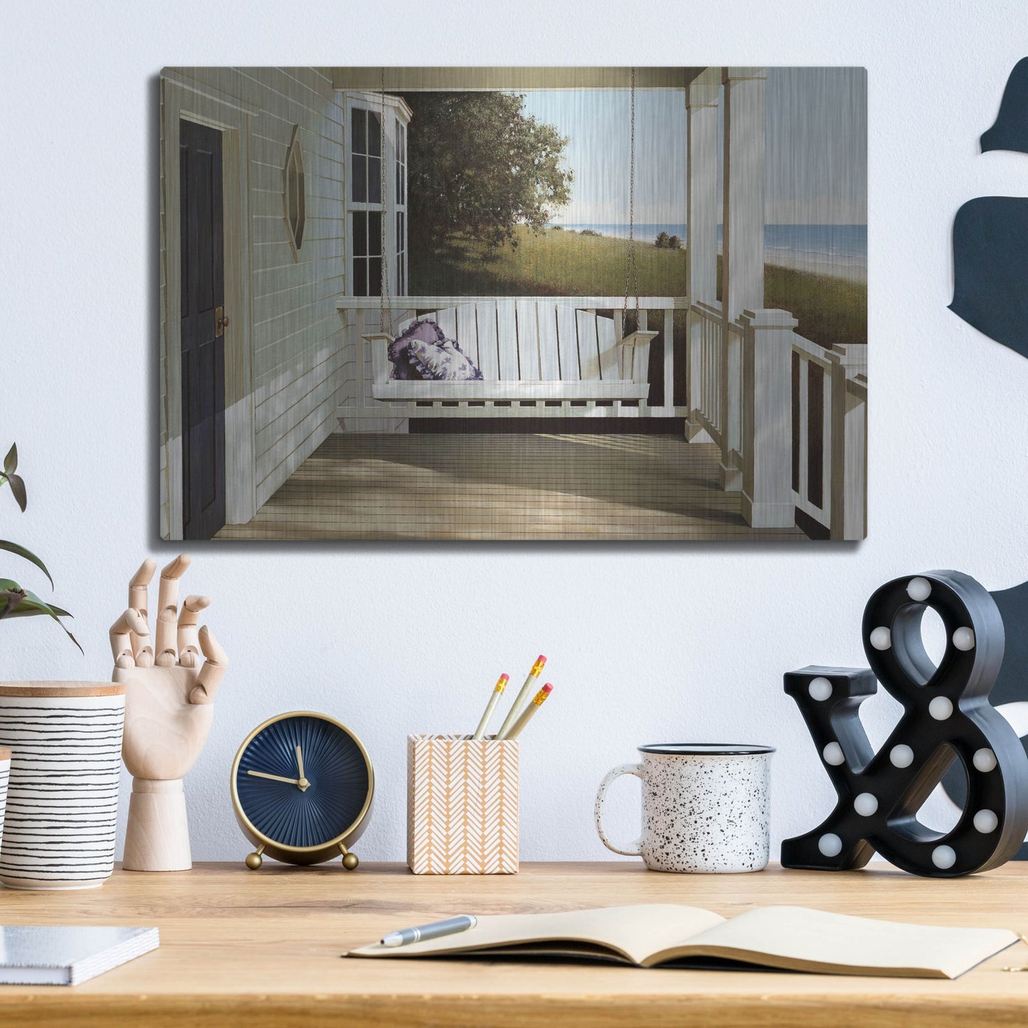 Luxe Metal Art 'Shore House' by Zhen-Huan Lu, Metal Wall Art,16x12