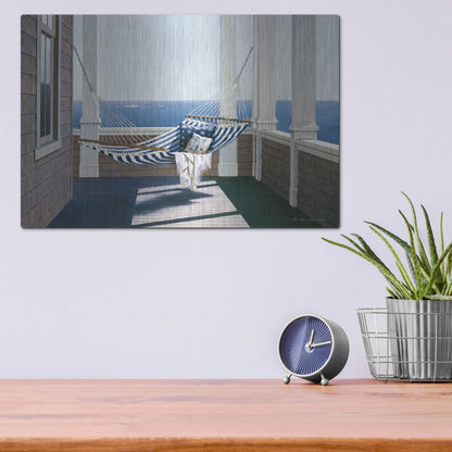 Luxe Metal Art 'Striped Hammock' by Zhen-Huan Lu, Metal Wall Art,16x12