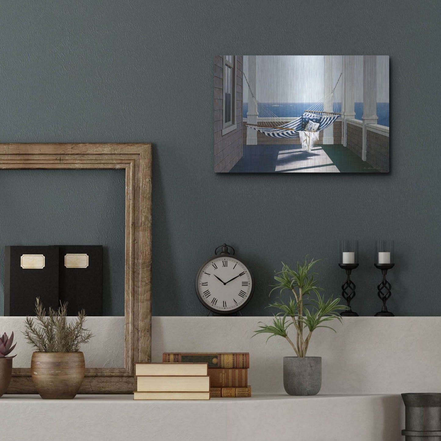 Luxe Metal Art 'Striped Hammock' by Zhen-Huan Lu, Metal Wall Art,16x12