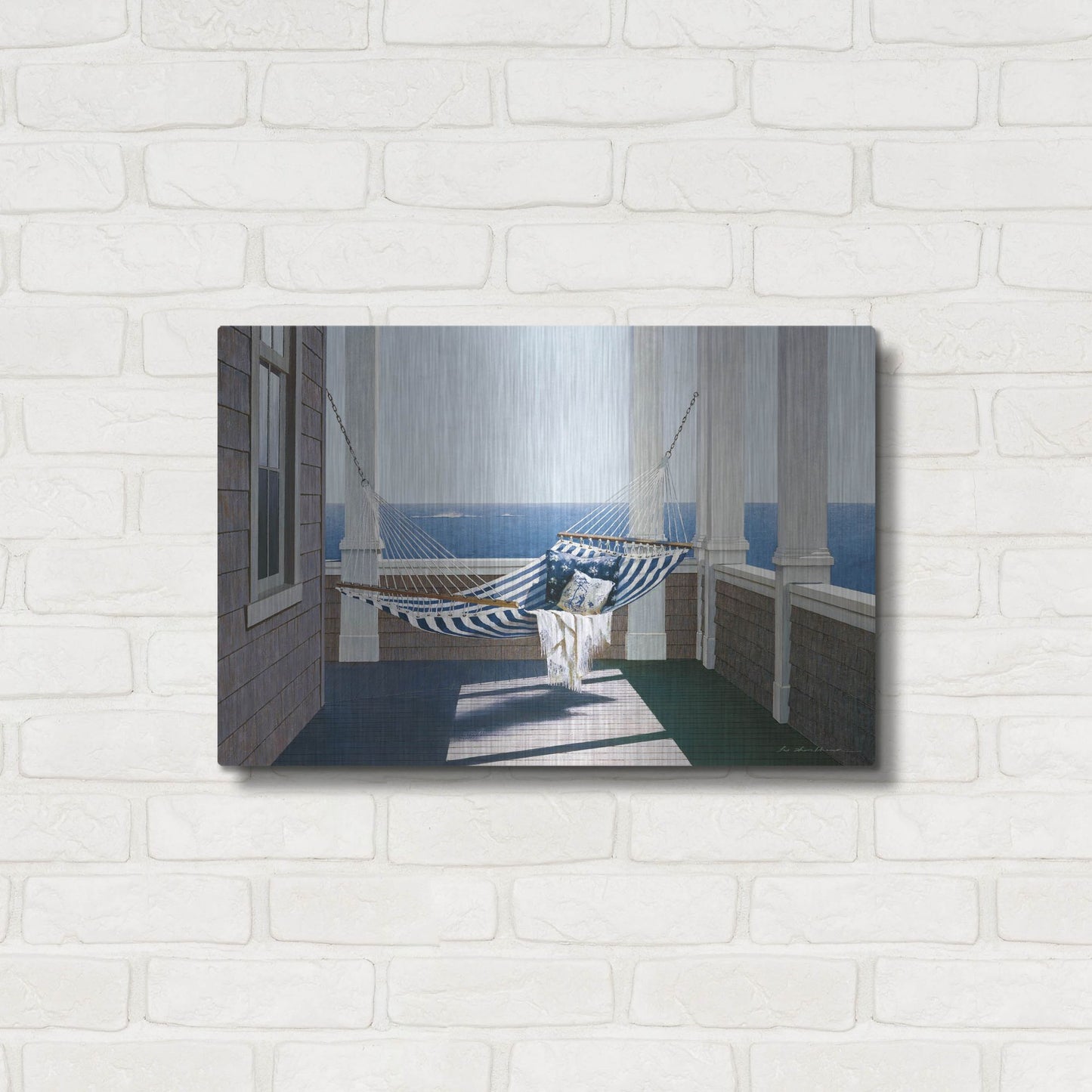 Luxe Metal Art 'Striped Hammock' by Zhen-Huan Lu, Metal Wall Art,24x16