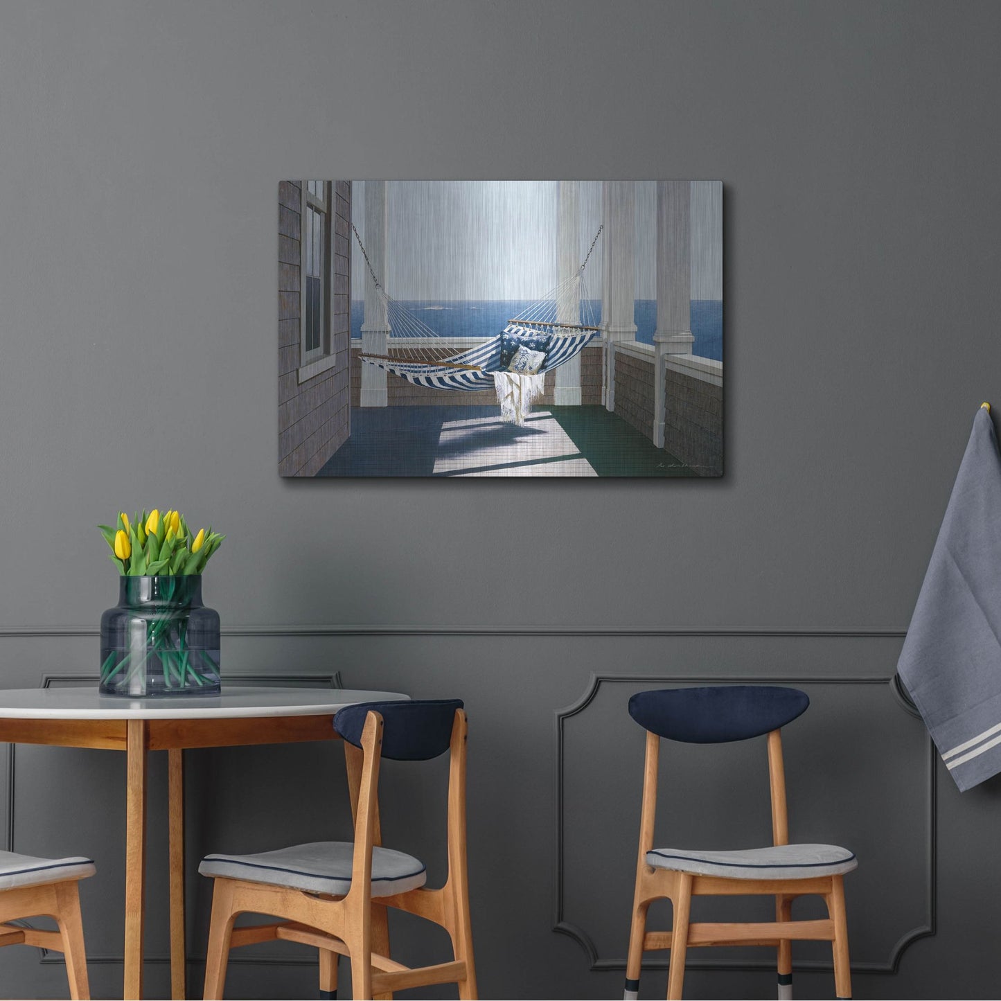 Luxe Metal Art 'Striped Hammock' by Zhen-Huan Lu, Metal Wall Art,36x24