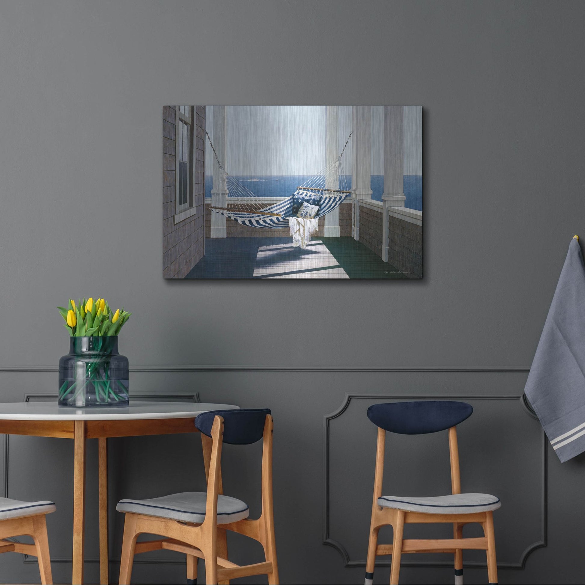 Luxe Metal Art 'Striped Hammock' by Zhen-Huan Lu, Metal Wall Art,36x24