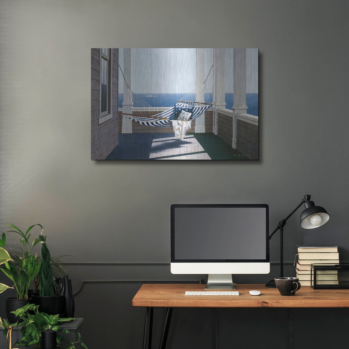 Luxe Metal Art 'Striped Hammock' by Zhen-Huan Lu, Metal Wall Art,36x24