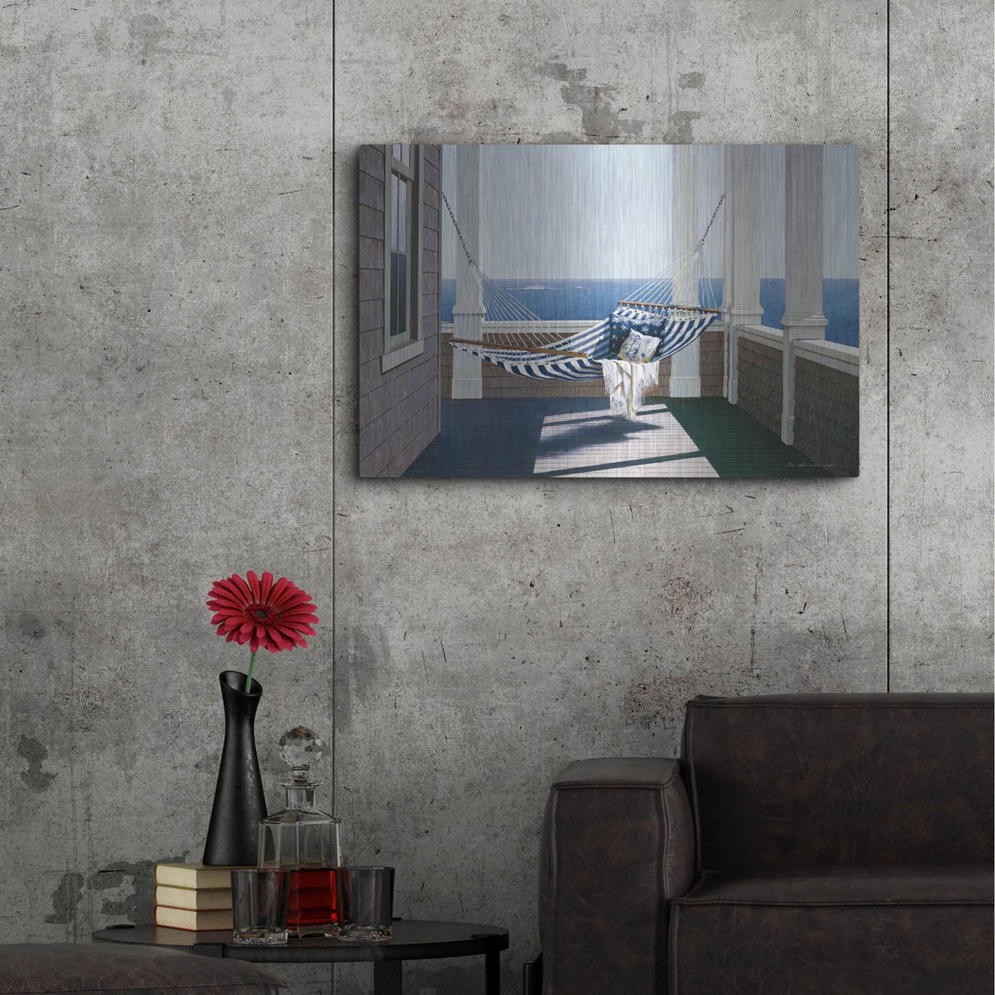 Luxe Metal Art 'Striped Hammock' by Zhen-Huan Lu, Metal Wall Art,36x24