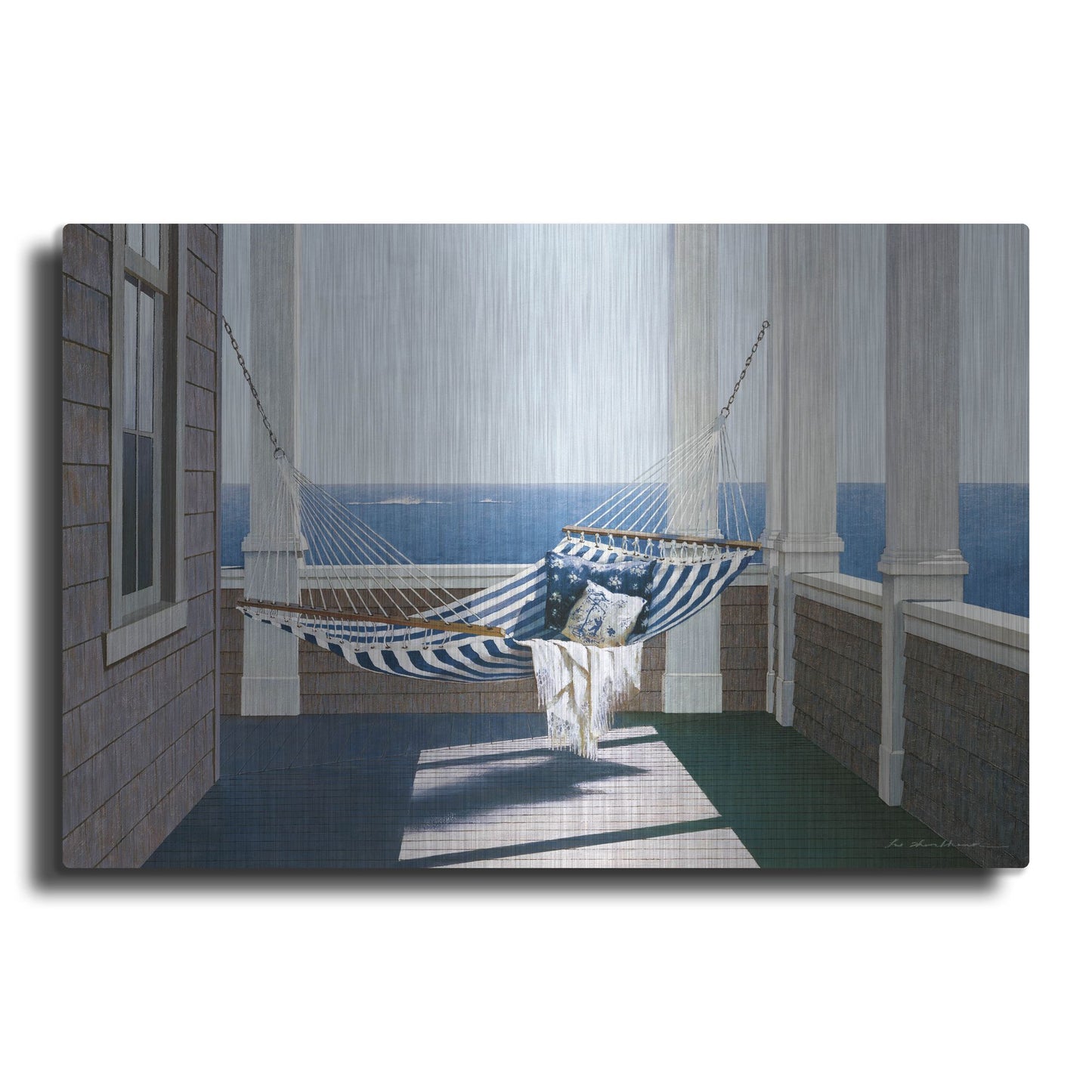 Luxe Metal Art 'Striped Hammock' by Zhen-Huan Lu, Metal Wall Art