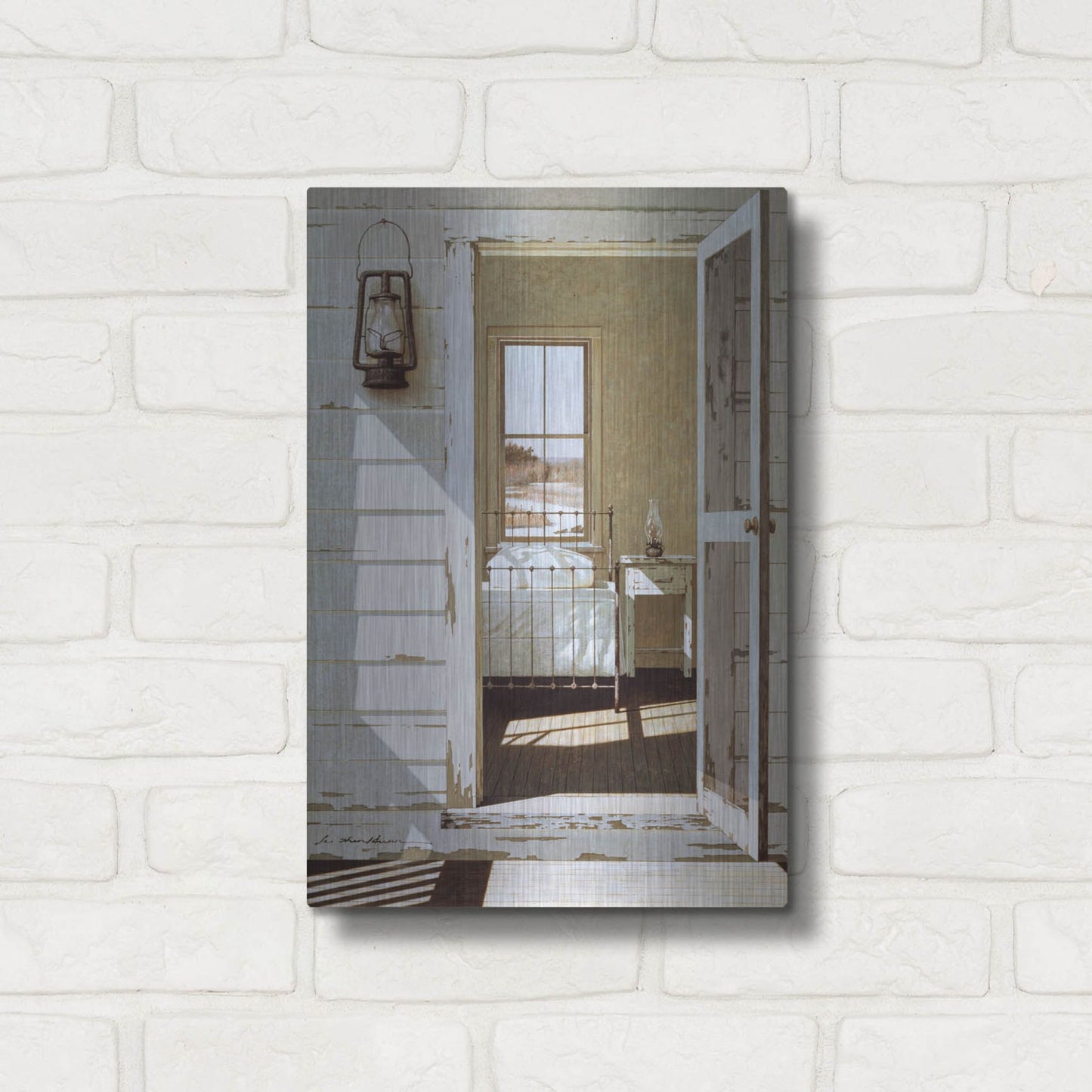 Luxe Metal Art 'Oil Lamp' by Zhen-Huan Lu, Metal Wall Art,12x16