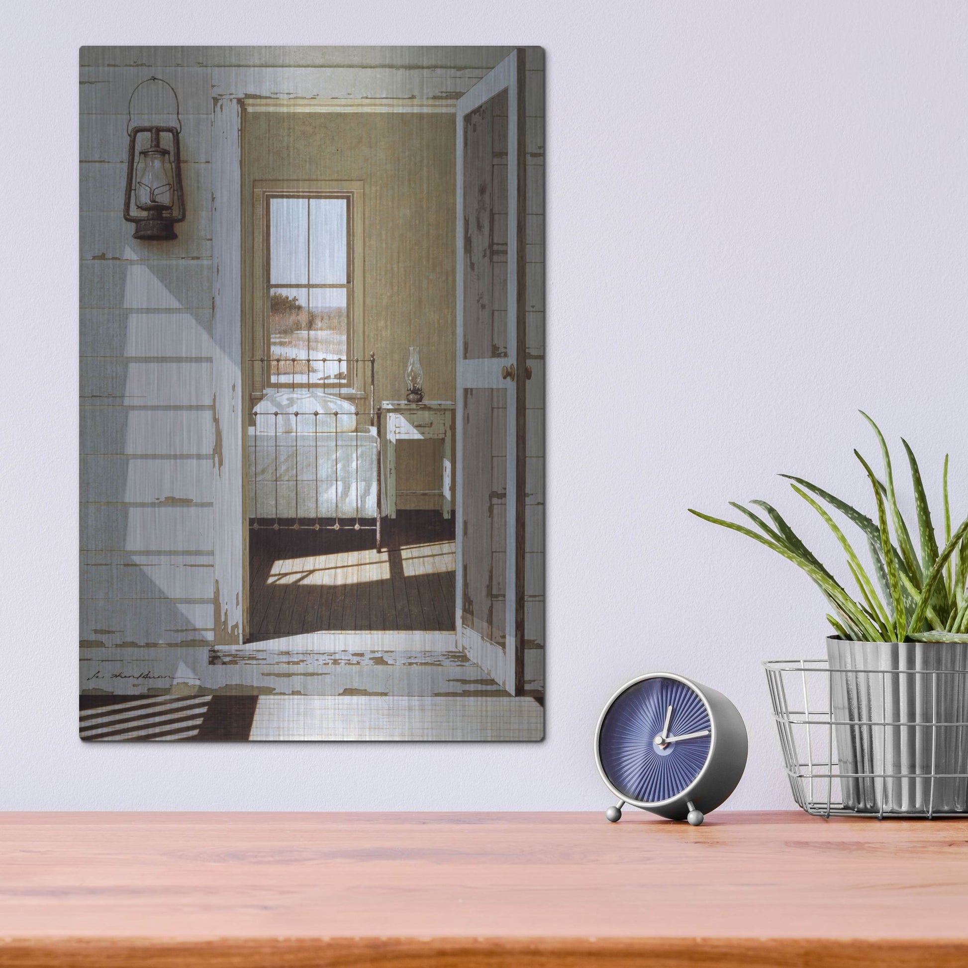 Luxe Metal Art 'Oil Lamp' by Zhen-Huan Lu, Metal Wall Art,12x16