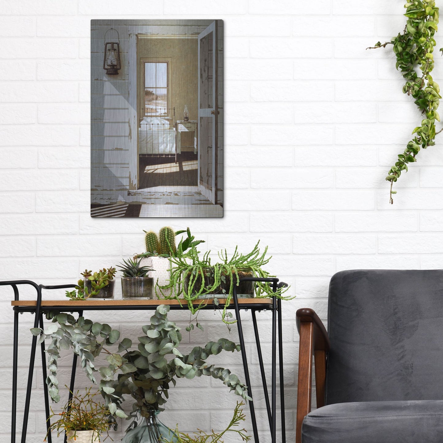 Luxe Metal Art 'Oil Lamp' by Zhen-Huan Lu, Metal Wall Art,12x16