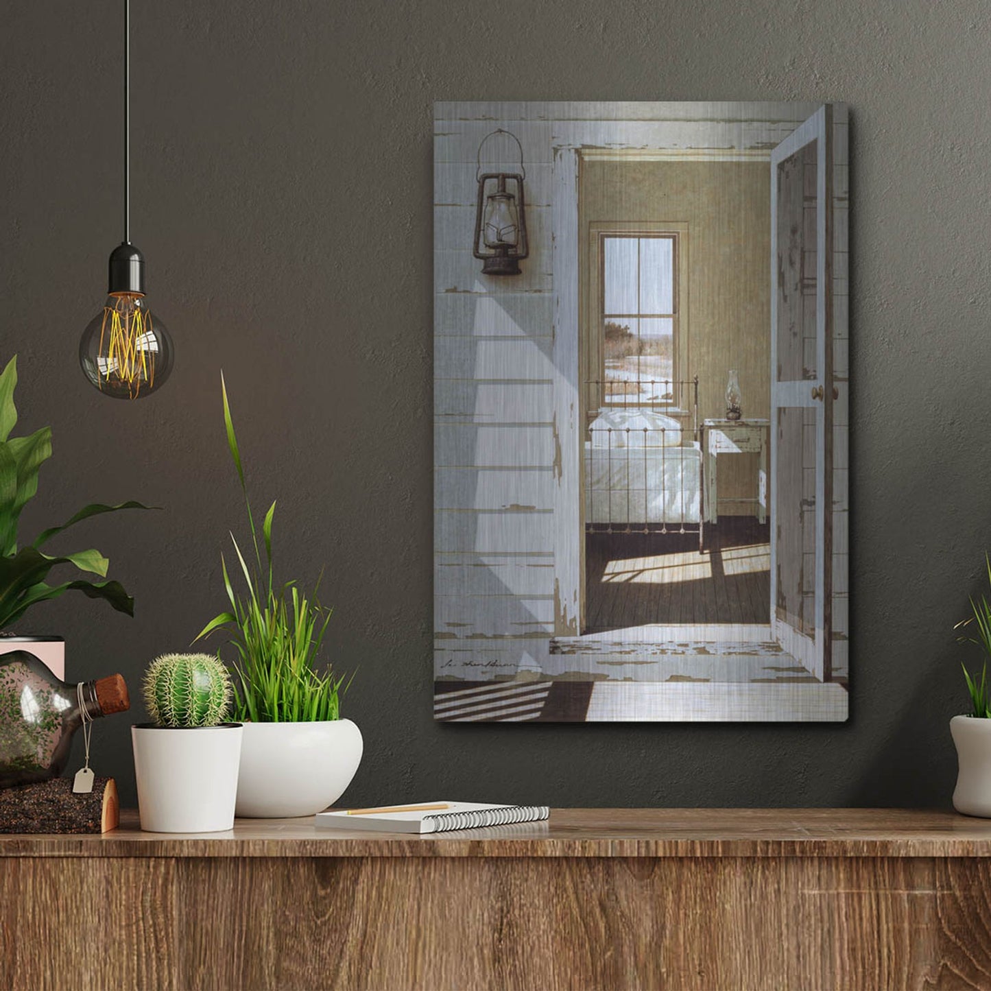 Luxe Metal Art 'Oil Lamp' by Zhen-Huan Lu, Metal Wall Art,12x16