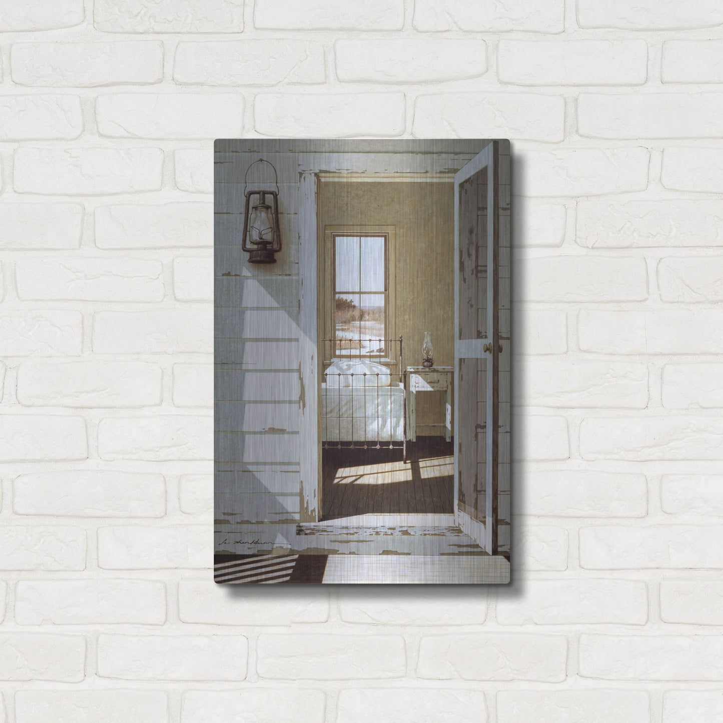 Luxe Metal Art 'Oil Lamp' by Zhen-Huan Lu, Metal Wall Art,16x24