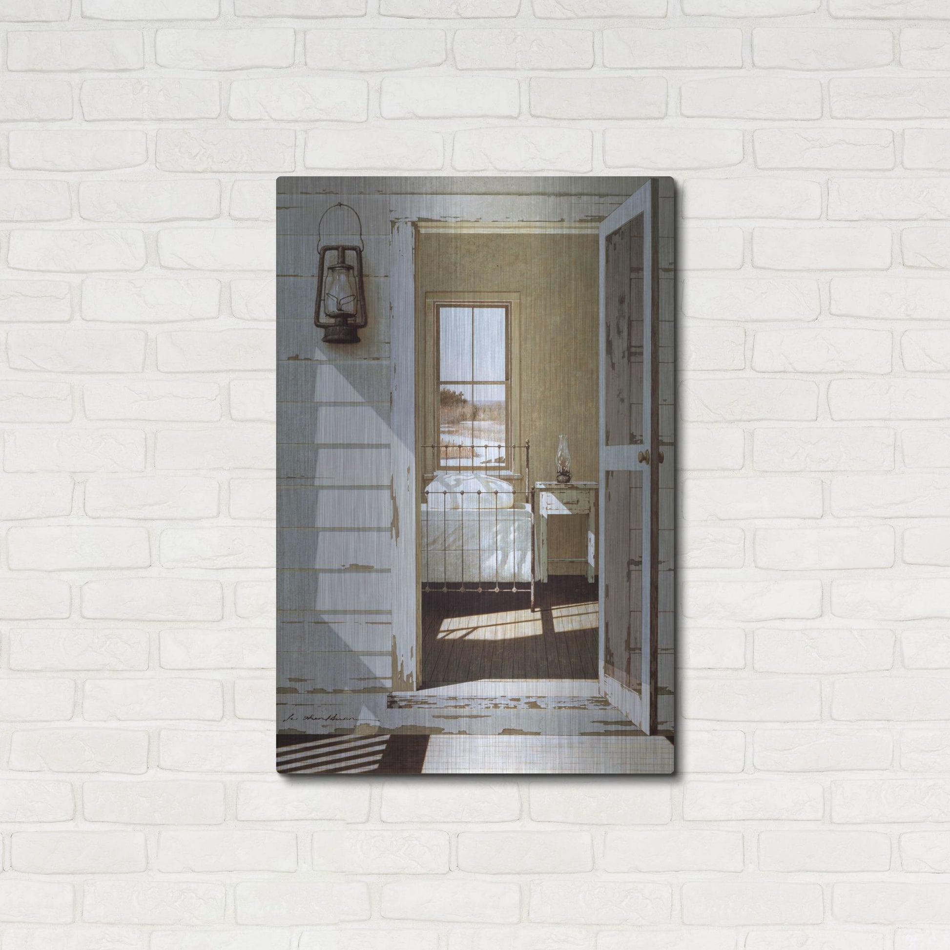 Luxe Metal Art 'Oil Lamp' by Zhen-Huan Lu, Metal Wall Art,24x36