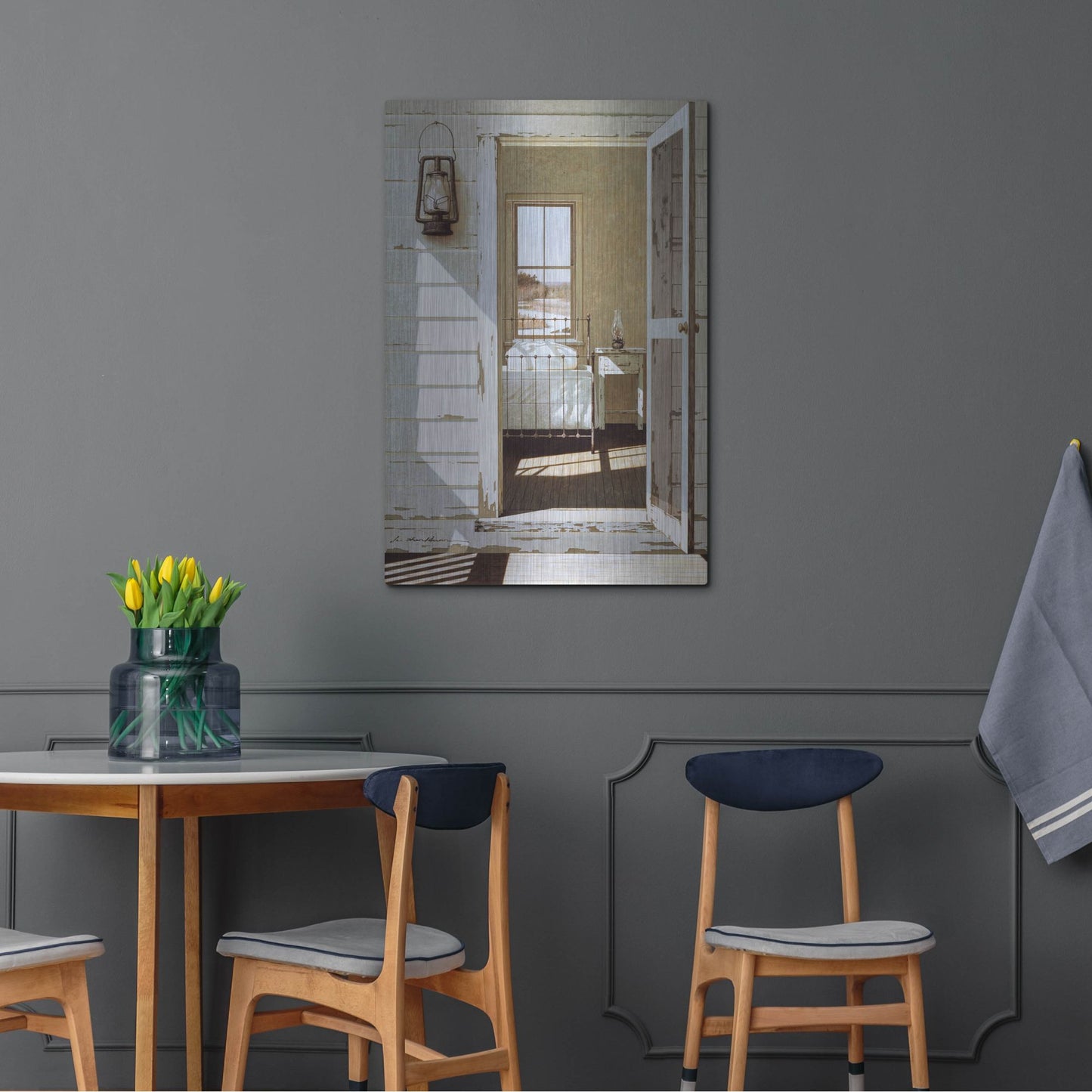 Luxe Metal Art 'Oil Lamp' by Zhen-Huan Lu, Metal Wall Art,24x36