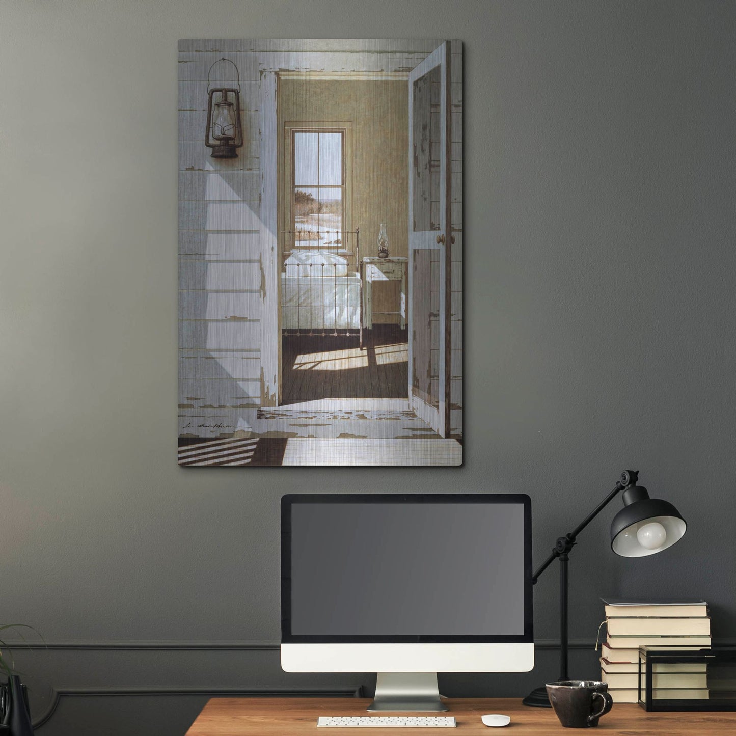 Luxe Metal Art 'Oil Lamp' by Zhen-Huan Lu, Metal Wall Art,24x36