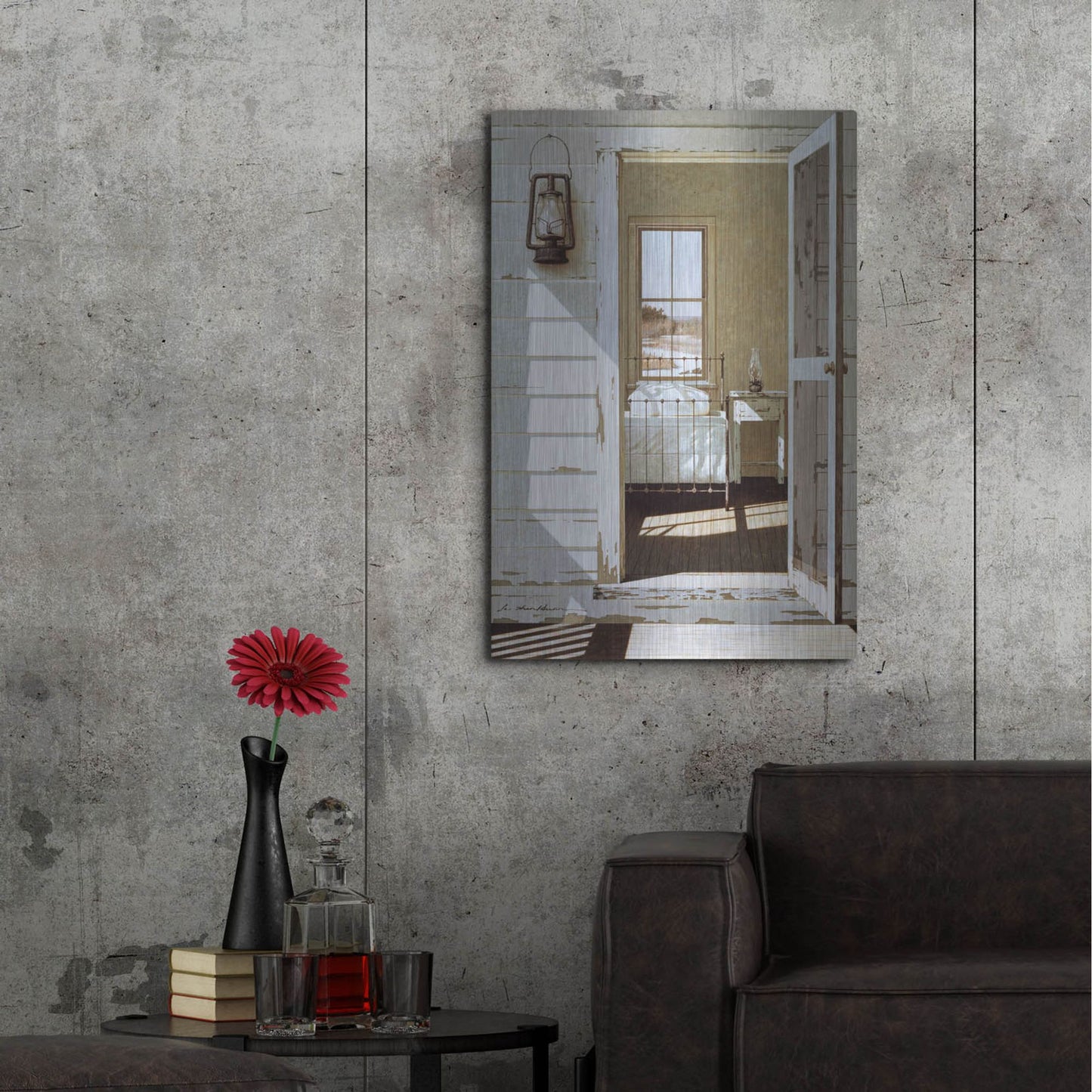 Luxe Metal Art 'Oil Lamp' by Zhen-Huan Lu, Metal Wall Art,24x36