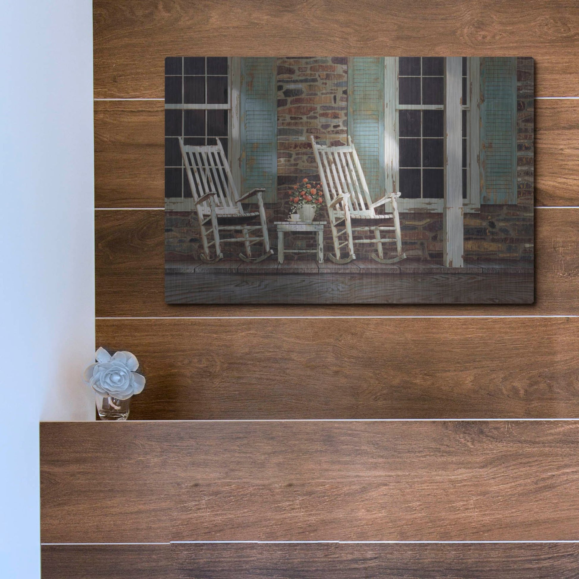 Luxe Metal Art 'Stone House' by Zhen-Huan Lu, Metal Wall Art,16x12