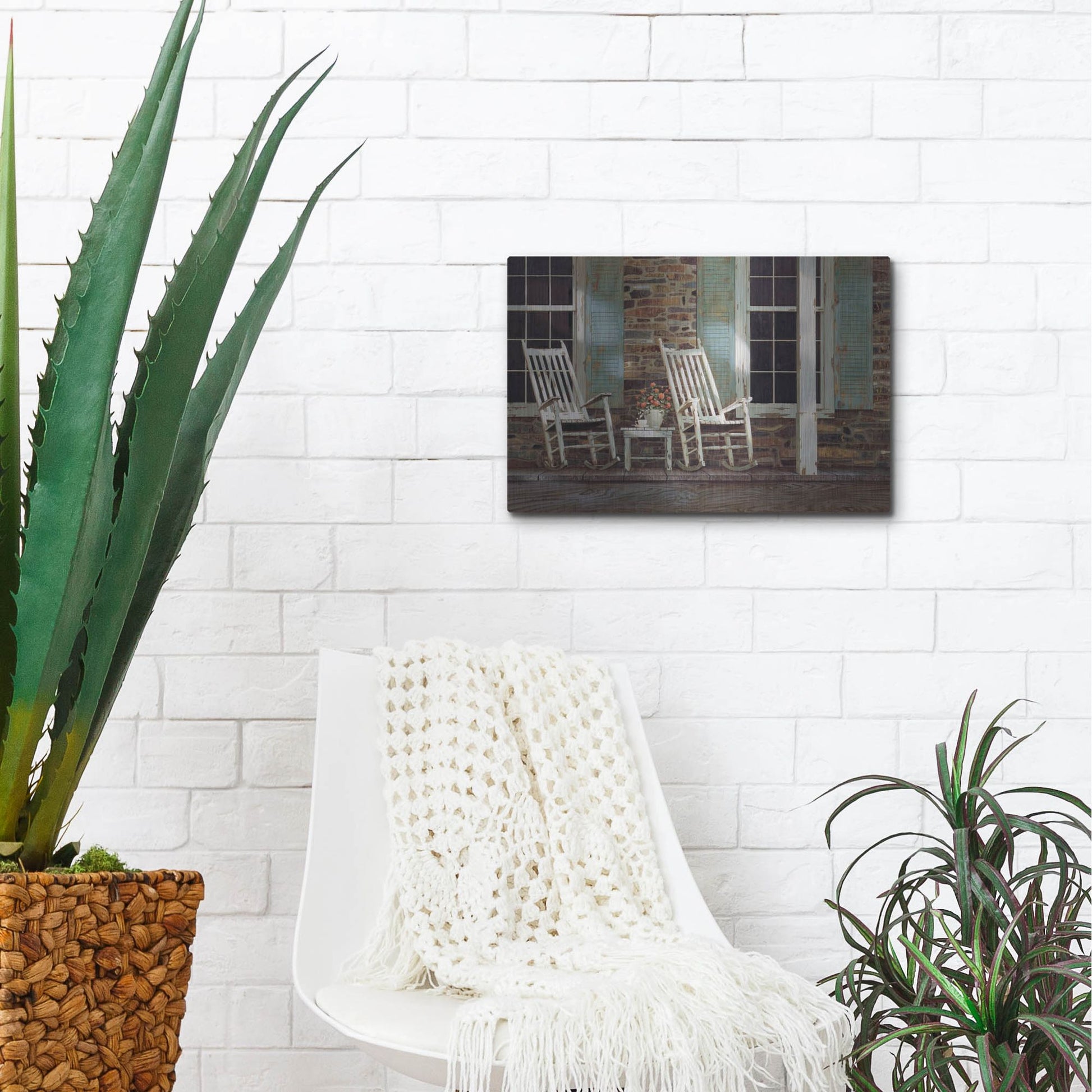 Luxe Metal Art 'Stone House' by Zhen-Huan Lu, Metal Wall Art,16x12