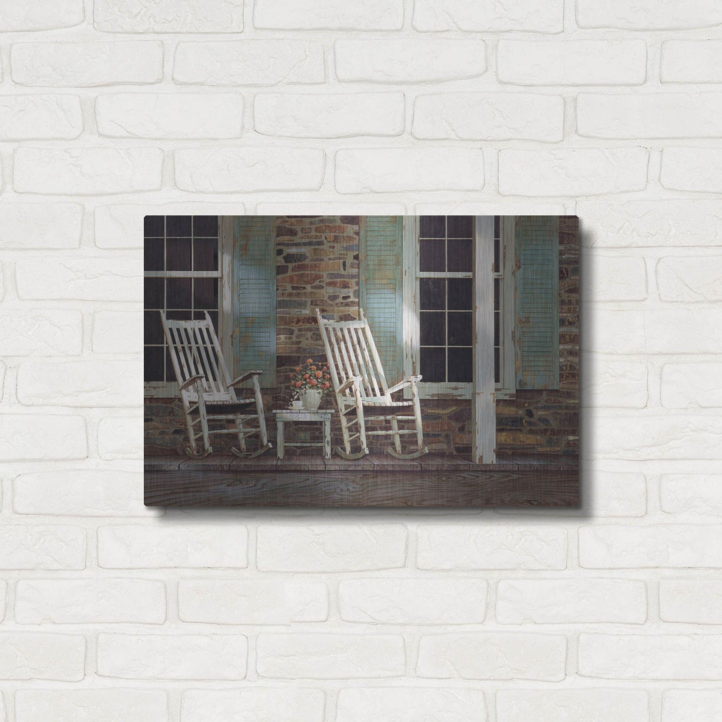 Luxe Metal Art 'Stone House' by Zhen-Huan Lu, Metal Wall Art,24x16