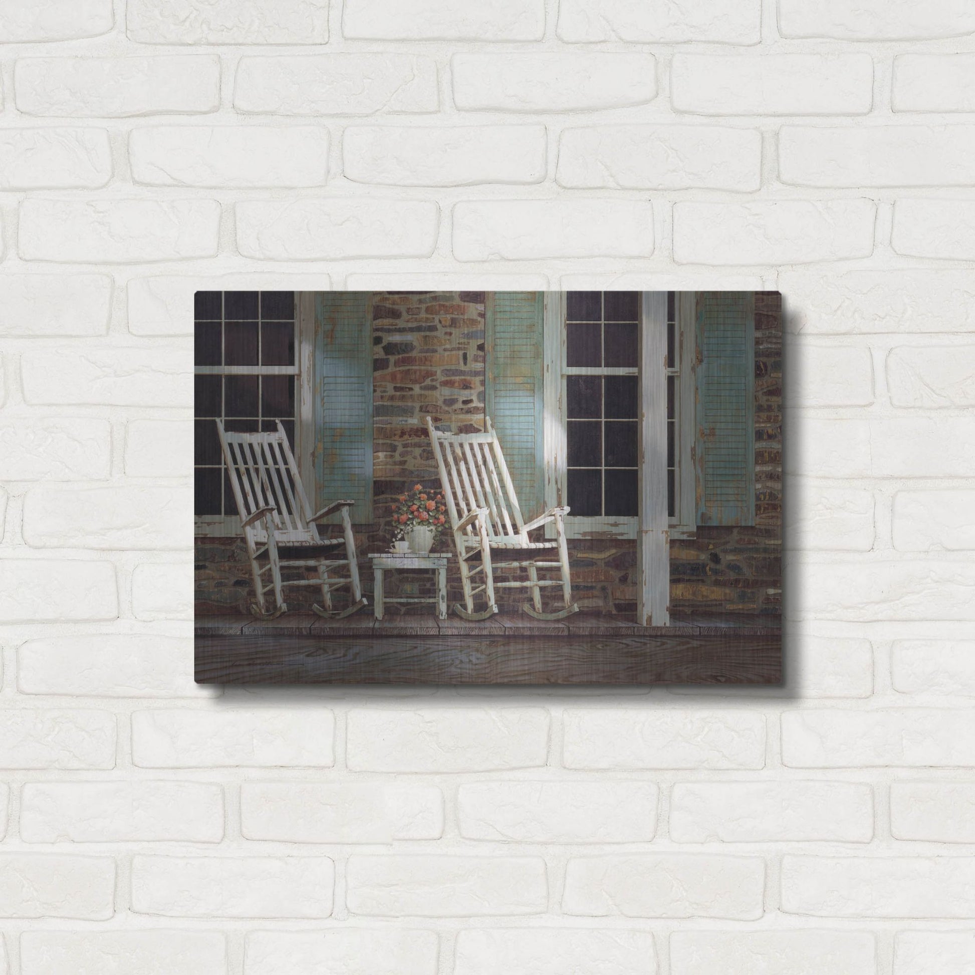 Luxe Metal Art 'Stone House' by Zhen-Huan Lu, Metal Wall Art,24x16