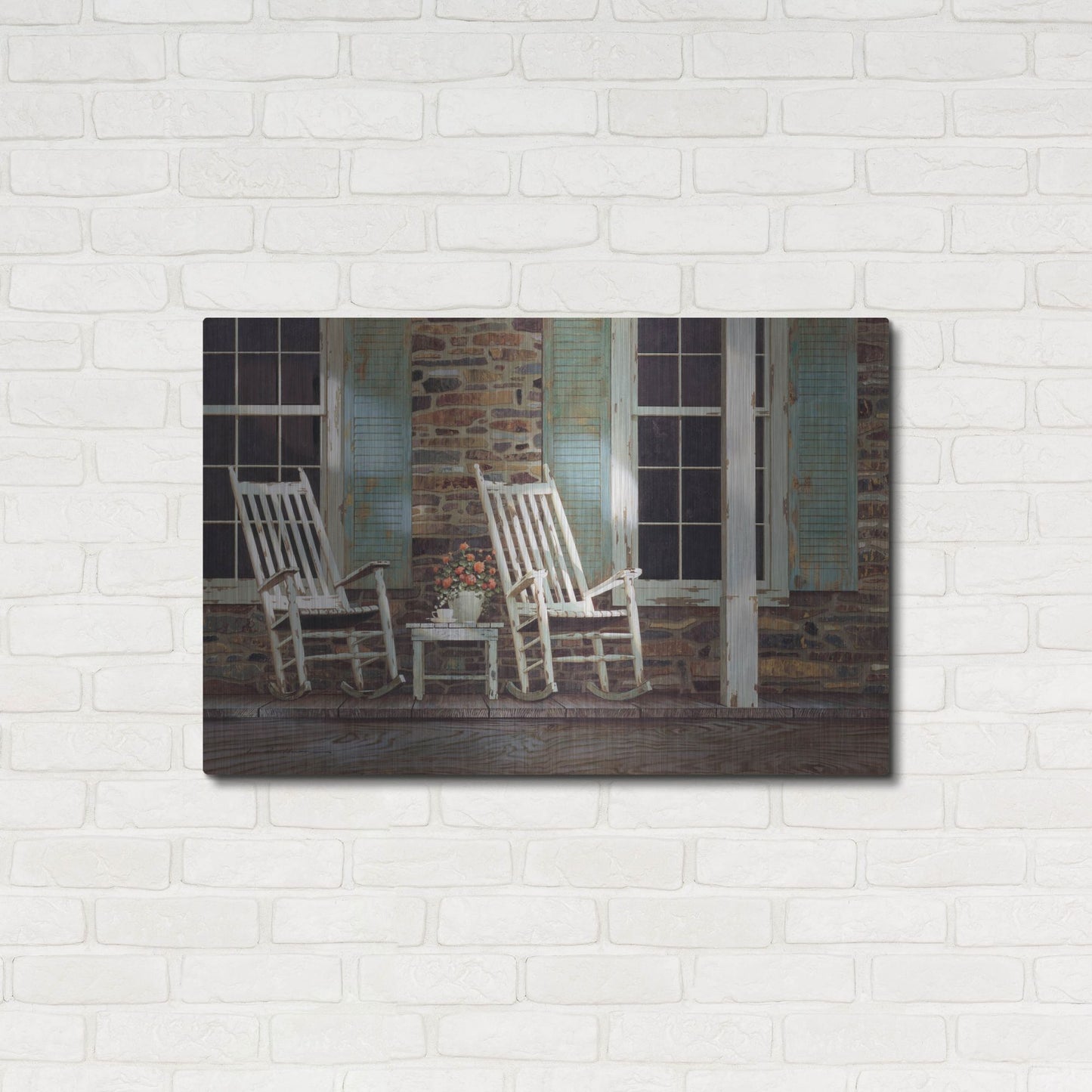 Luxe Metal Art 'Stone House' by Zhen-Huan Lu, Metal Wall Art,36x24