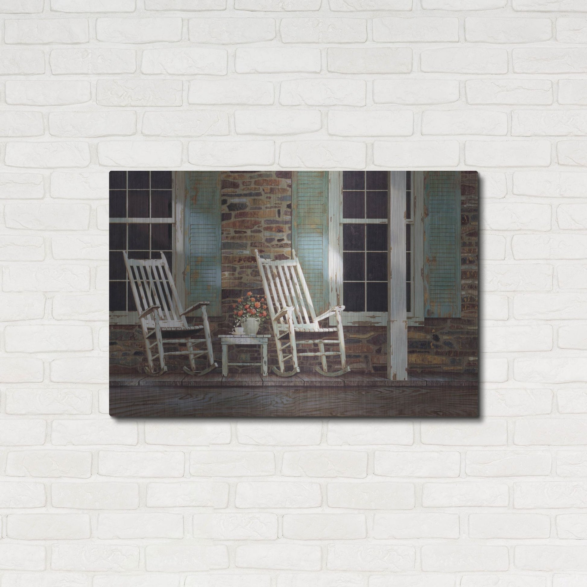 Luxe Metal Art 'Stone House' by Zhen-Huan Lu, Metal Wall Art,36x24