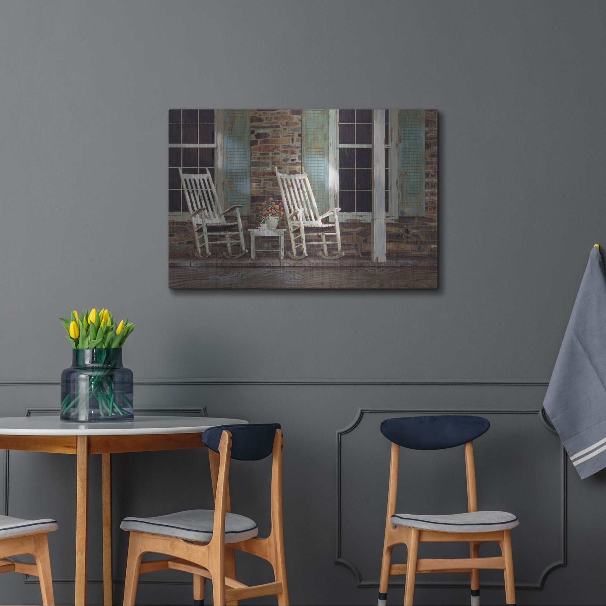 Luxe Metal Art 'Stone House' by Zhen-Huan Lu, Metal Wall Art,36x24