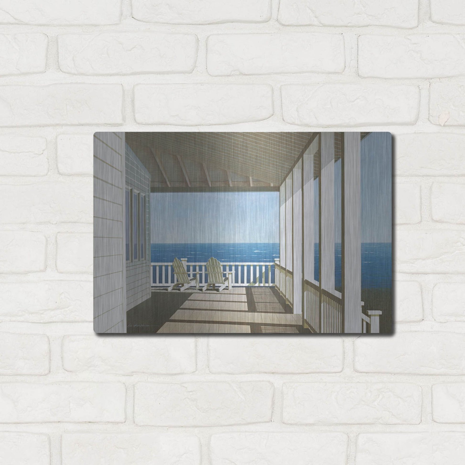 Luxe Metal Art 'Two Chairs, Southampton' by Zhen-Huan Lu, Metal Wall Art,16x12