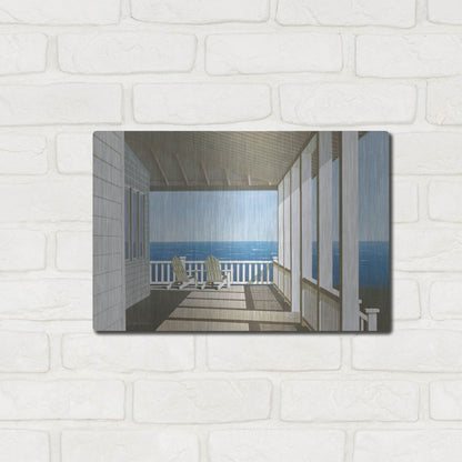 Luxe Metal Art 'Two Chairs, Southampton' by Zhen-Huan Lu, Metal Wall Art,16x12