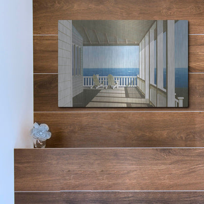 Luxe Metal Art 'Two Chairs, Southampton' by Zhen-Huan Lu, Metal Wall Art,16x12