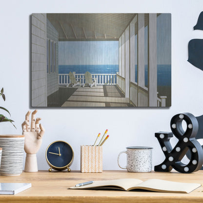 Luxe Metal Art 'Two Chairs, Southampton' by Zhen-Huan Lu, Metal Wall Art,16x12