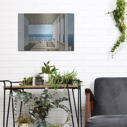 Luxe Metal Art 'Two Chairs, Southampton' by Zhen-Huan Lu, Metal Wall Art,16x12