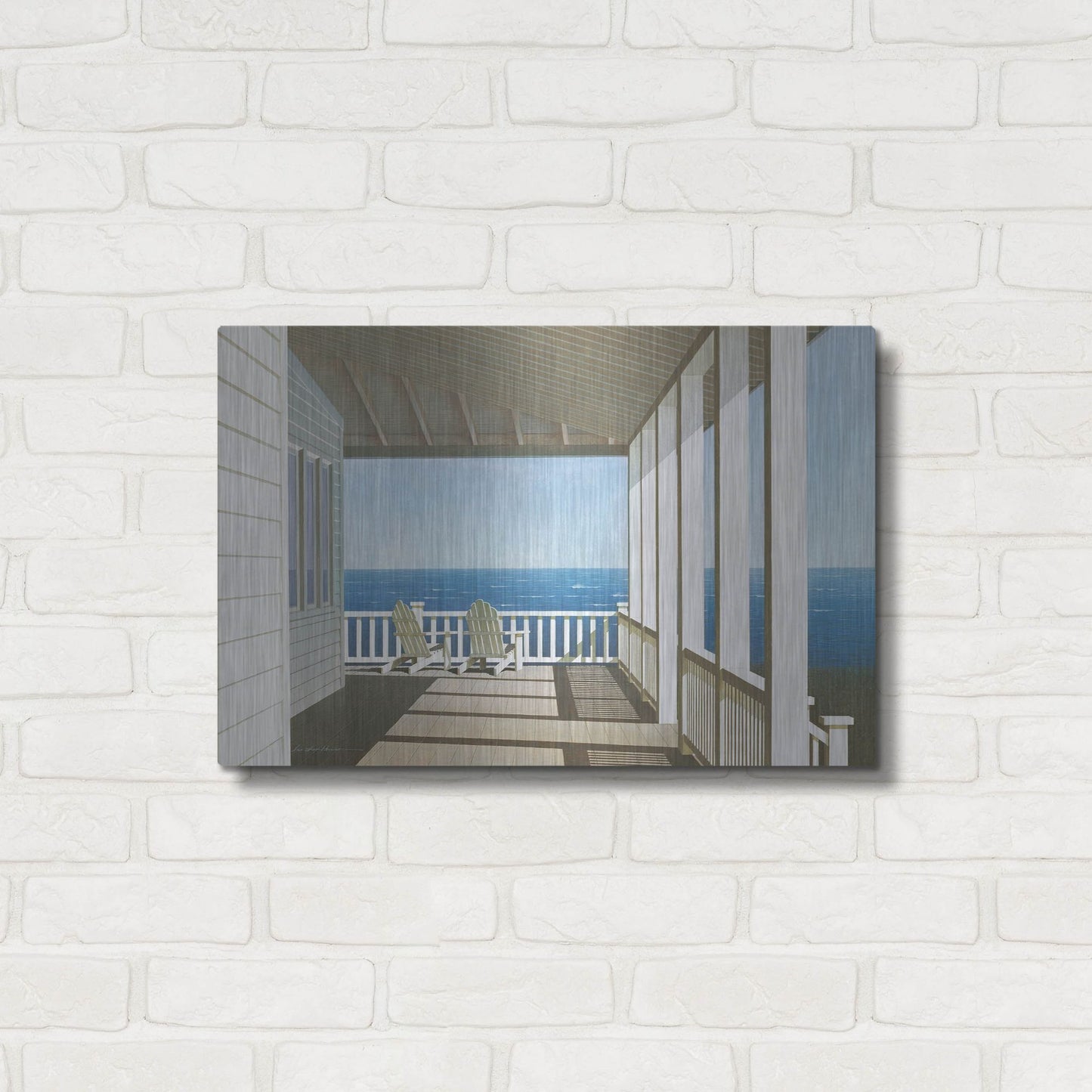 Luxe Metal Art 'Two Chairs, Southampton' by Zhen-Huan Lu, Metal Wall Art,24x16