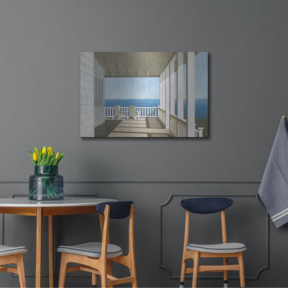 Luxe Metal Art 'Two Chairs, Southampton' by Zhen-Huan Lu, Metal Wall Art,36x24