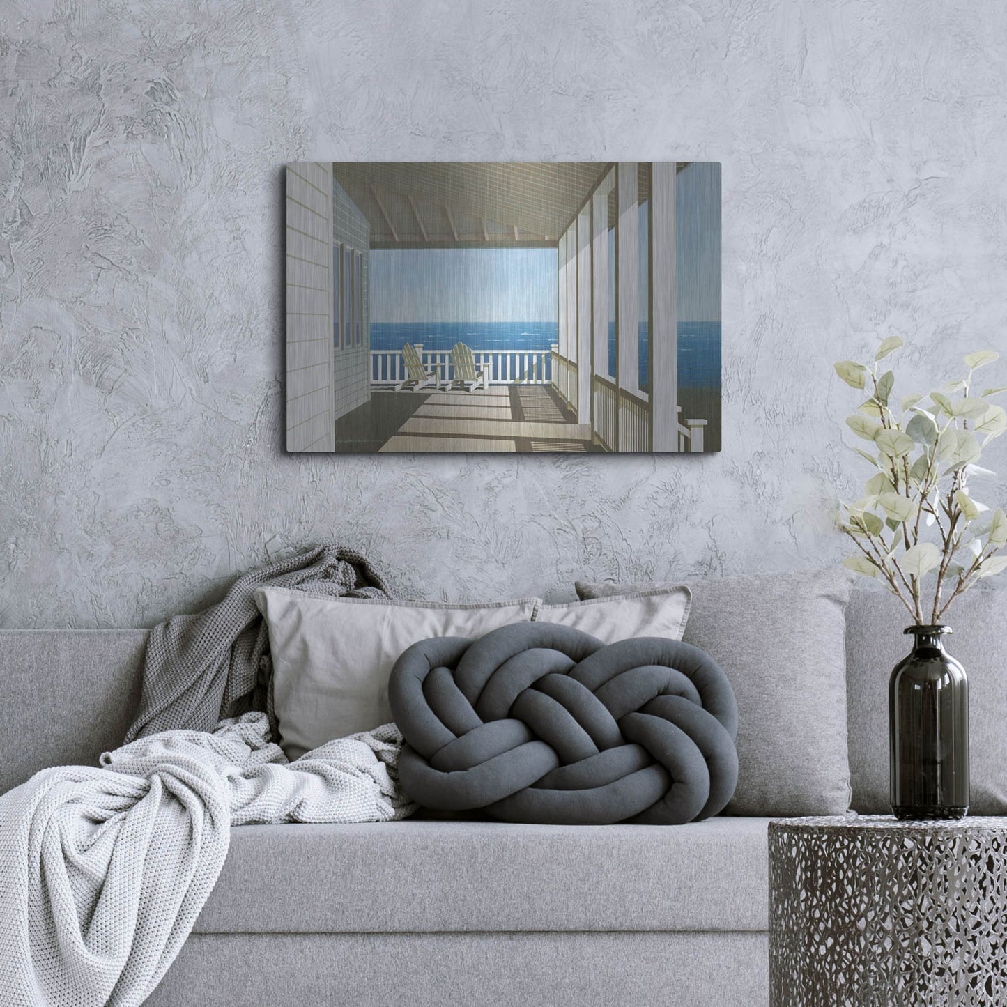 Luxe Metal Art 'Two Chairs, Southampton' by Zhen-Huan Lu, Metal Wall Art,36x24