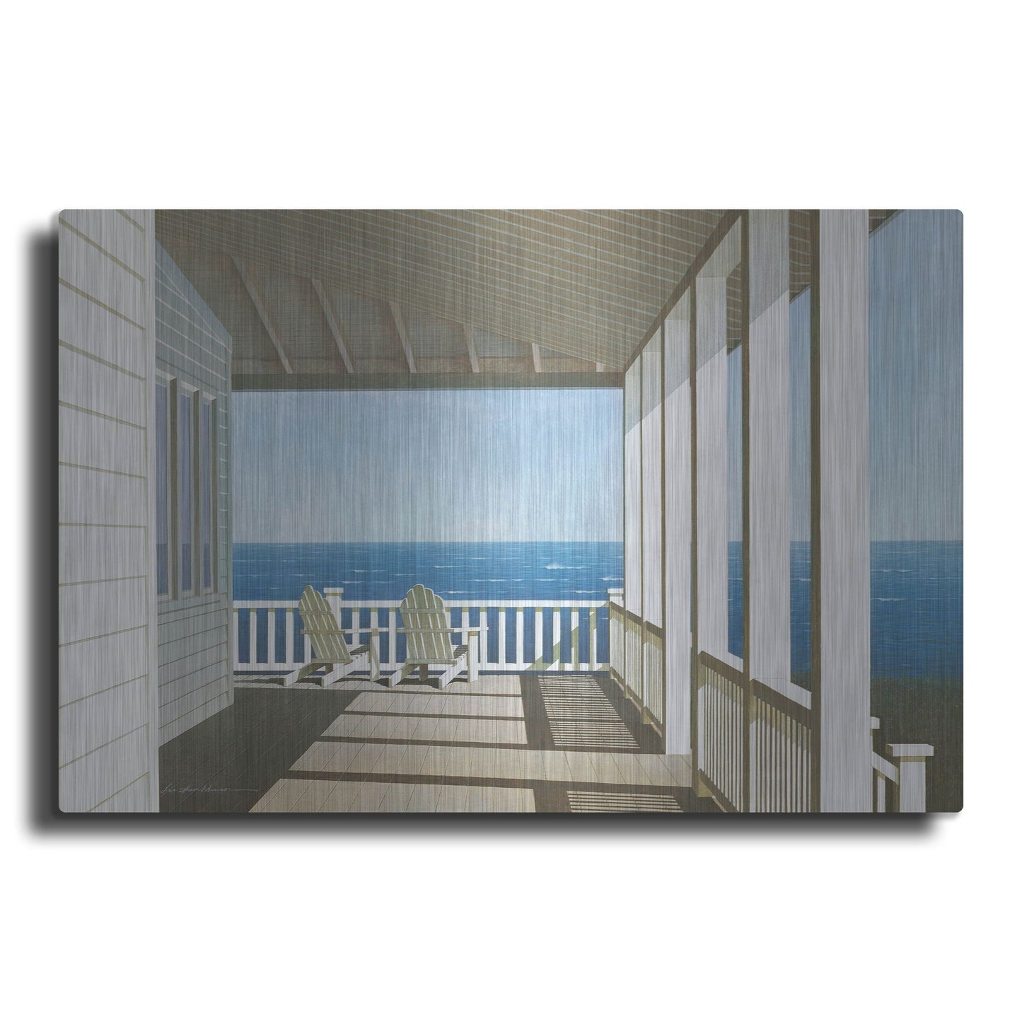 Luxe Metal Art 'Two Chairs, Southampton' by Zhen-Huan Lu, Metal Wall Art