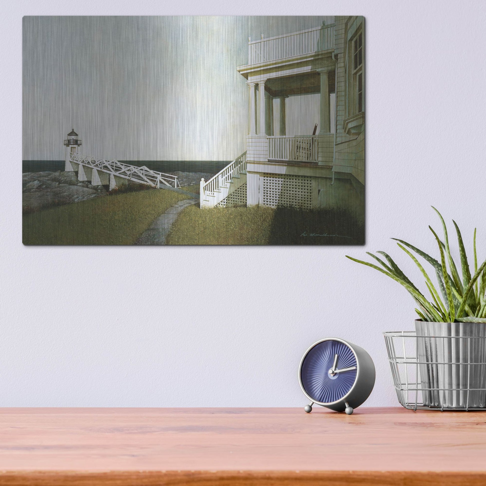 Luxe Metal Art 'Marshall Point Lighthouse' by Zhen-Huan Lu, Metal Wall Art,16x12