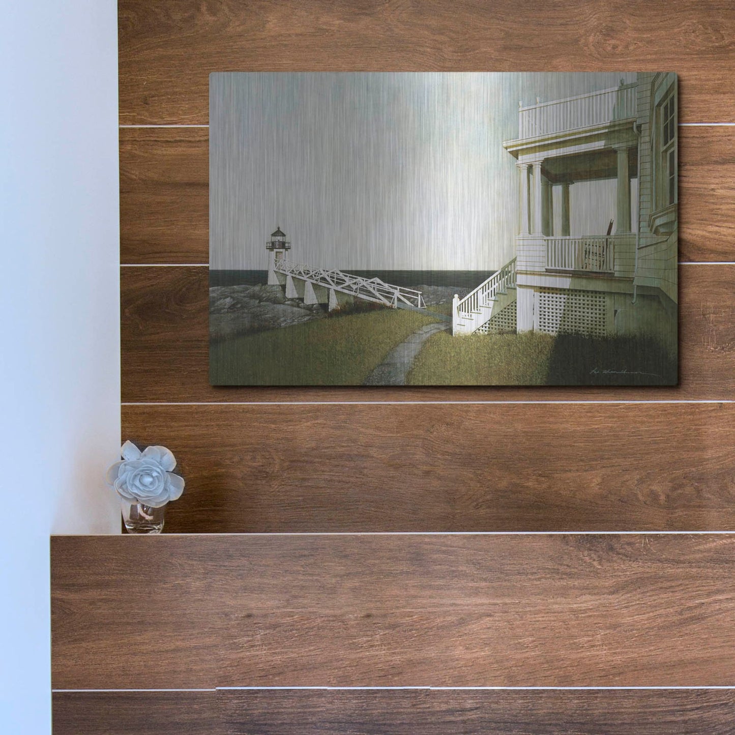 Luxe Metal Art 'Marshall Point Lighthouse' by Zhen-Huan Lu, Metal Wall Art,16x12