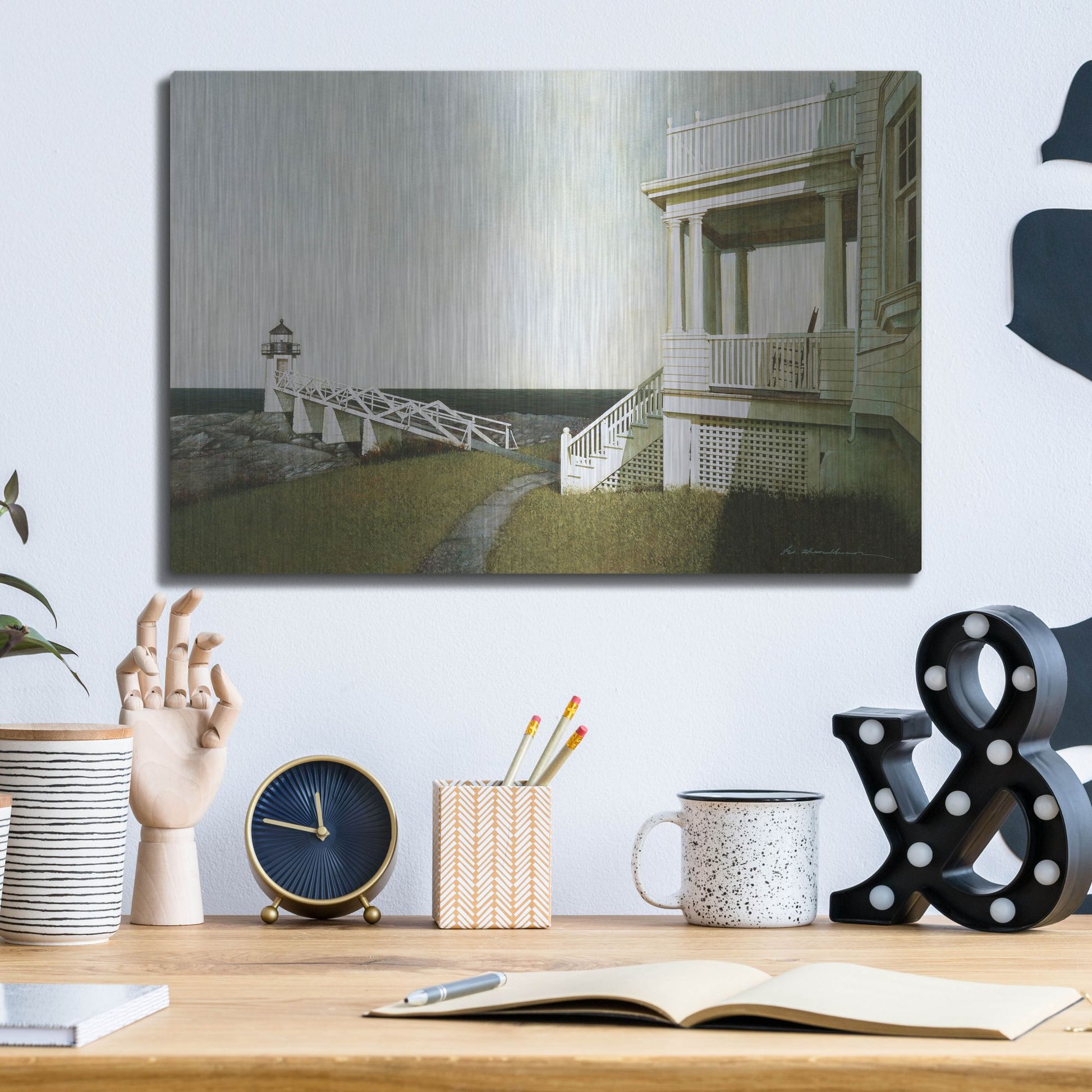 Luxe Metal Art 'Marshall Point Lighthouse' by Zhen-Huan Lu, Metal Wall Art,16x12