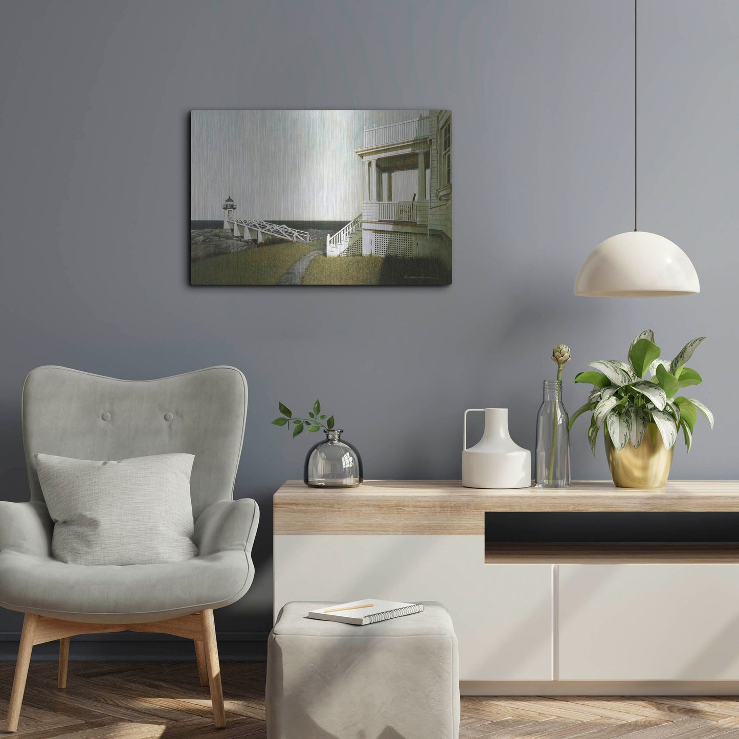 Luxe Metal Art 'Marshall Point Lighthouse' by Zhen-Huan Lu, Metal Wall Art,24x16