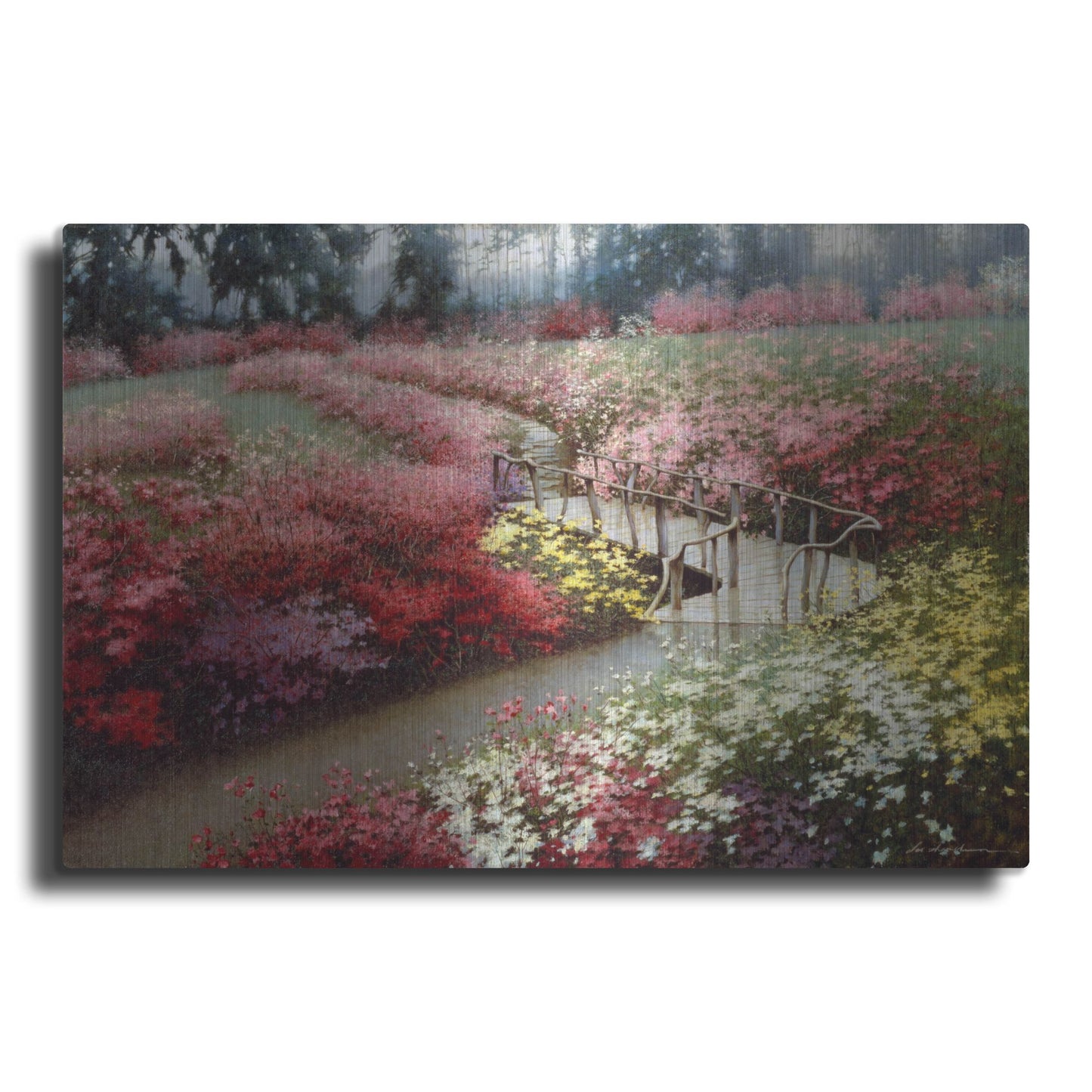 Luxe Metal Art 'Monet's Flower Garden' by Zhen-Huan Lu, Metal Wall Art