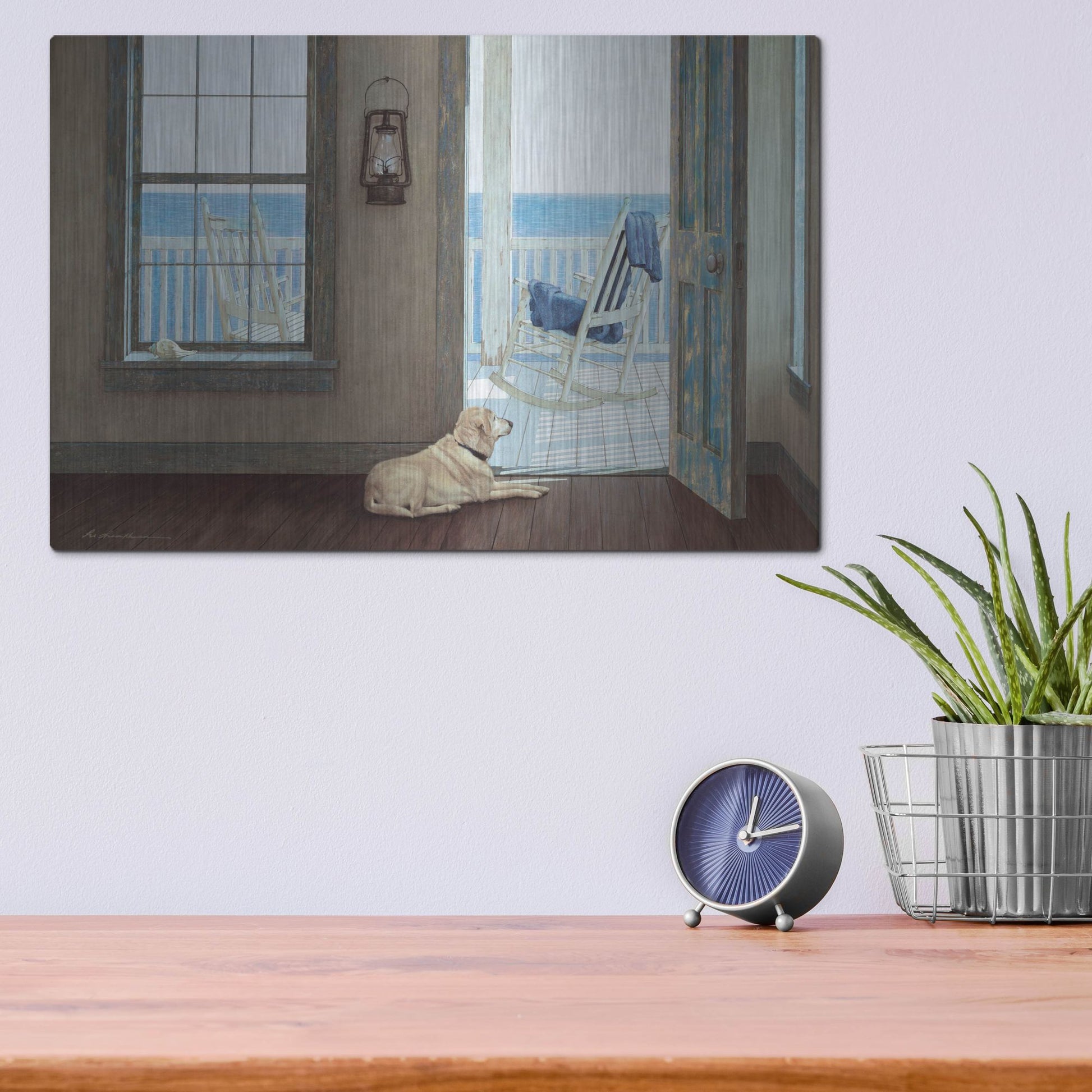 Luxe Metal Art 'The Rocking Chair' by Zhen-Huan Lu, Metal Wall Art,16x12