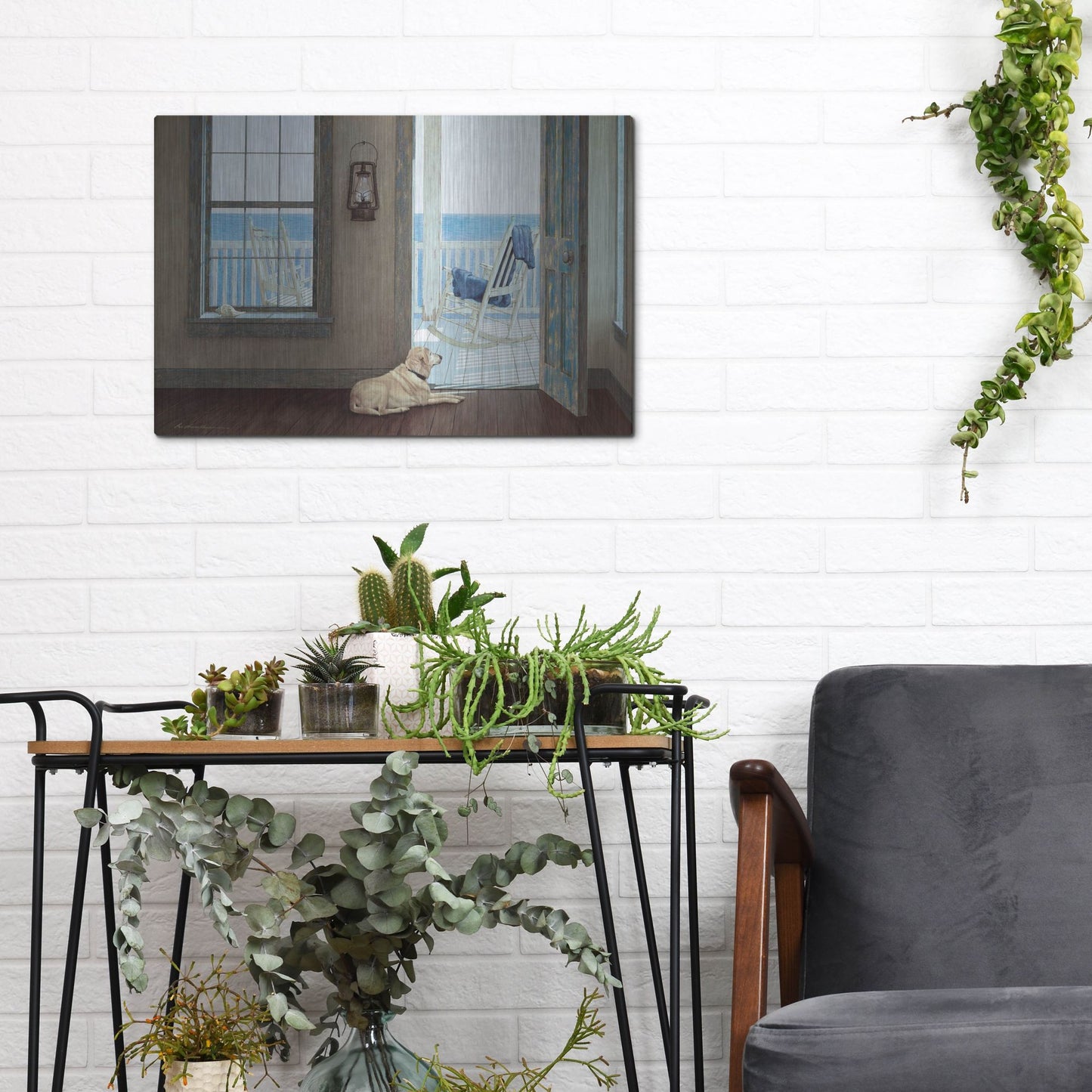 Luxe Metal Art 'The Rocking Chair' by Zhen-Huan Lu, Metal Wall Art,16x12