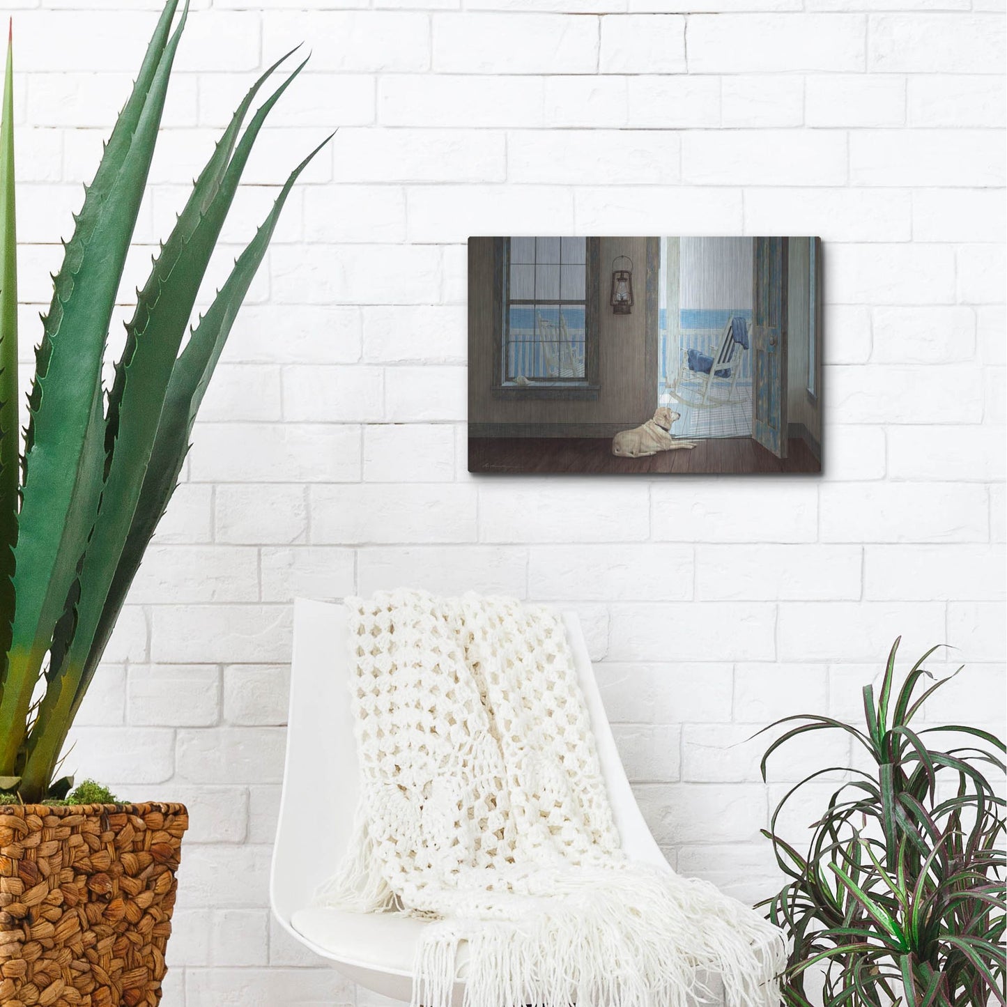 Luxe Metal Art 'The Rocking Chair' by Zhen-Huan Lu, Metal Wall Art,16x12